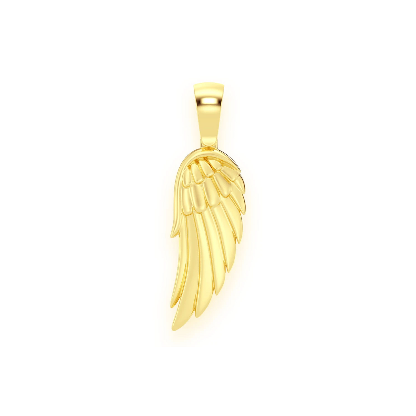 Angel Wing Feather Diamond Pendant in 14K yellow gold, front view
