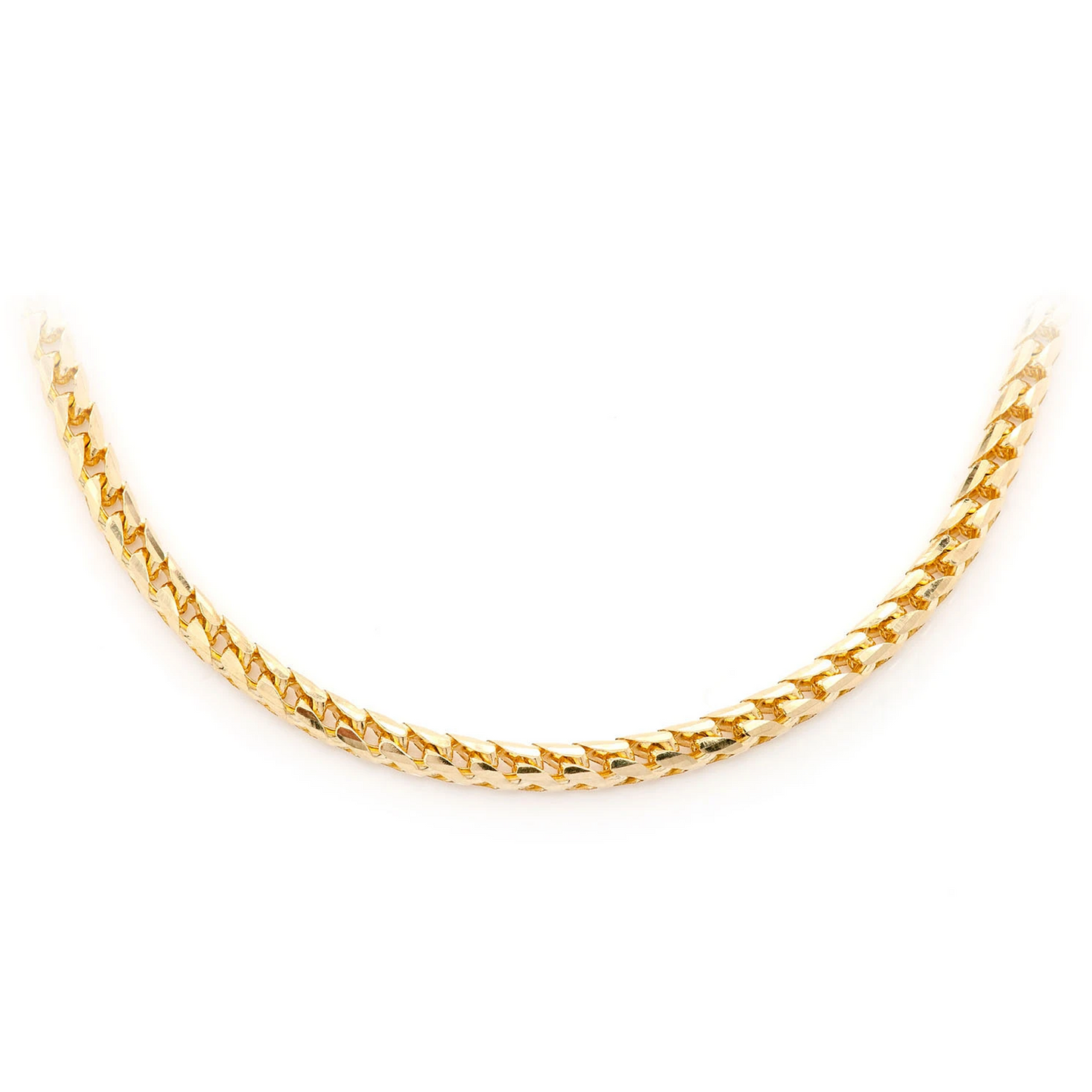 Franco Gold Chain in 14K yellow gold, 3.5mm width, front view