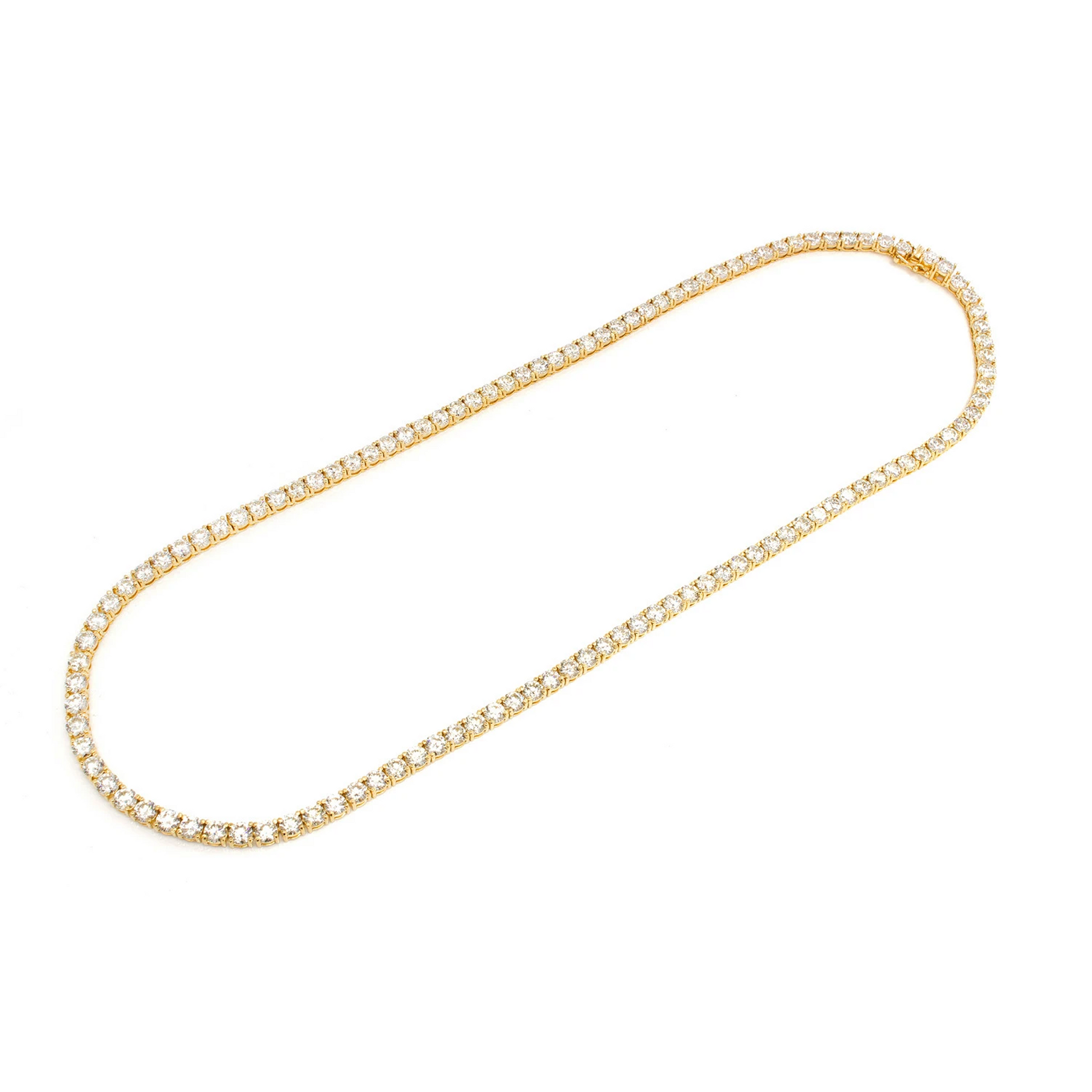 Prong Diamond Tennis Necklace in 14K yellow gold, 40pt / 45.00ctw, alternate view