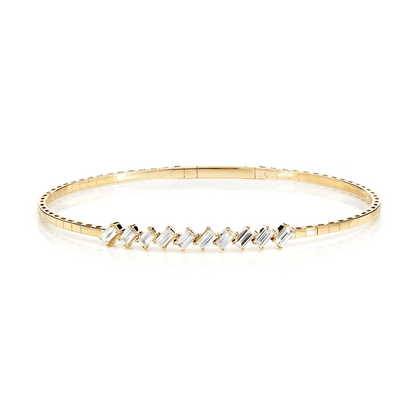 Angled Baguette Diamond Bangle