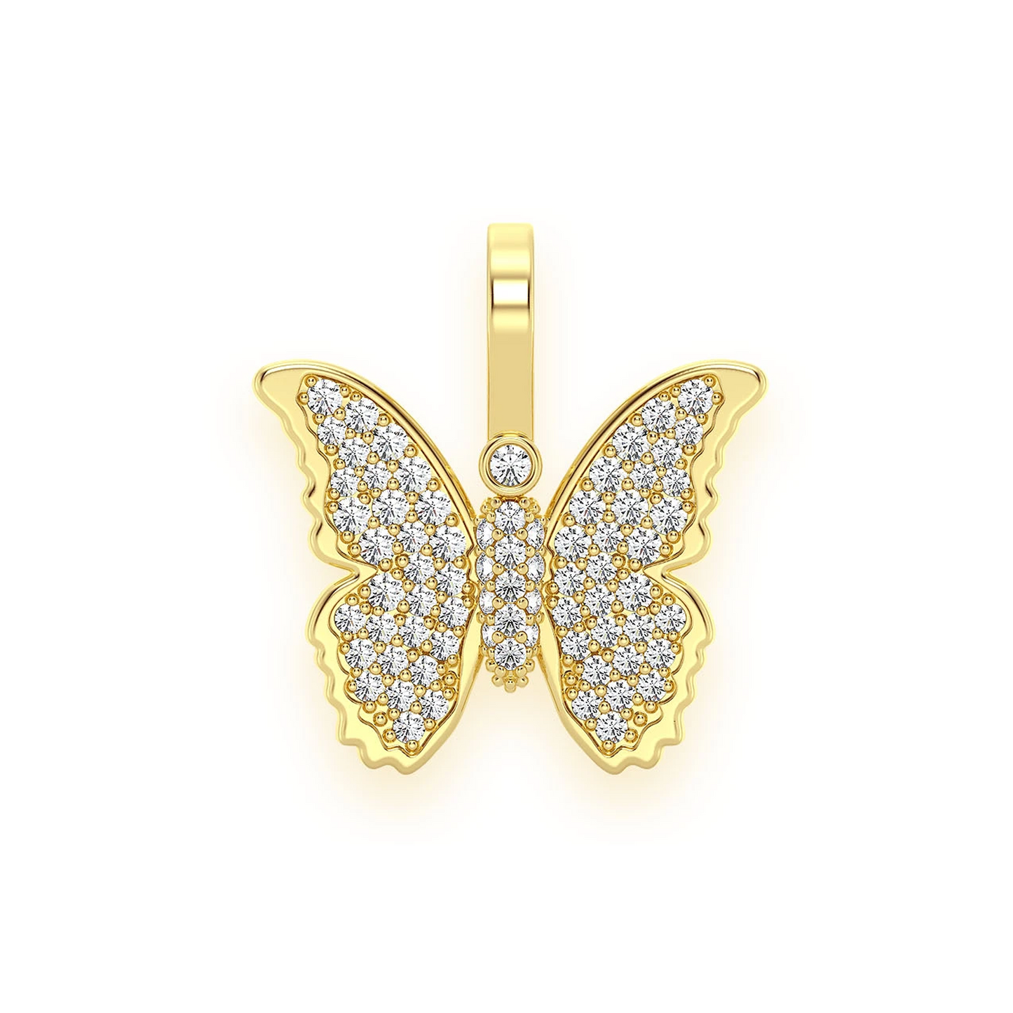 Butterfly Pendant in 14K yellow gold, Set | 0.40ctw, front view