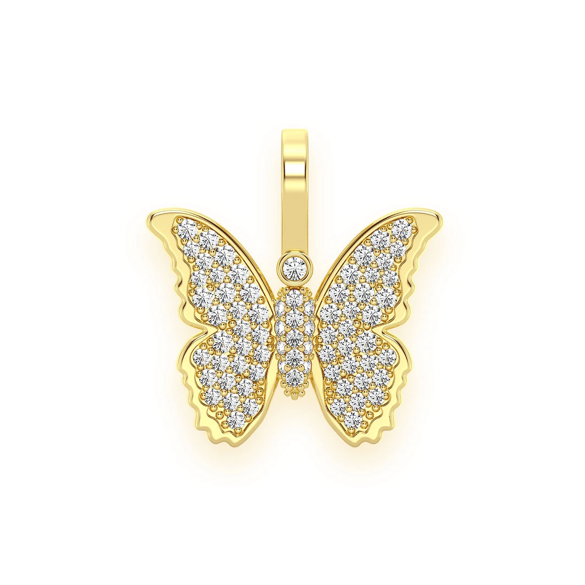 Butterfly Pendant in 14K yellow gold, Set | 0.40ctw, front view