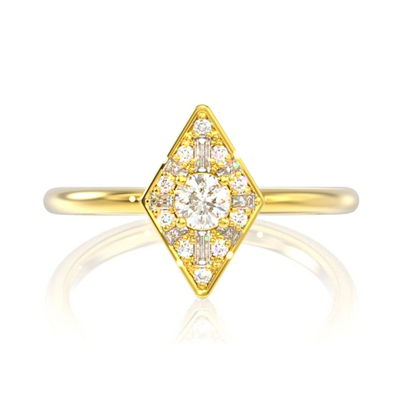Rhombus Halo Baguette Diamond Ring