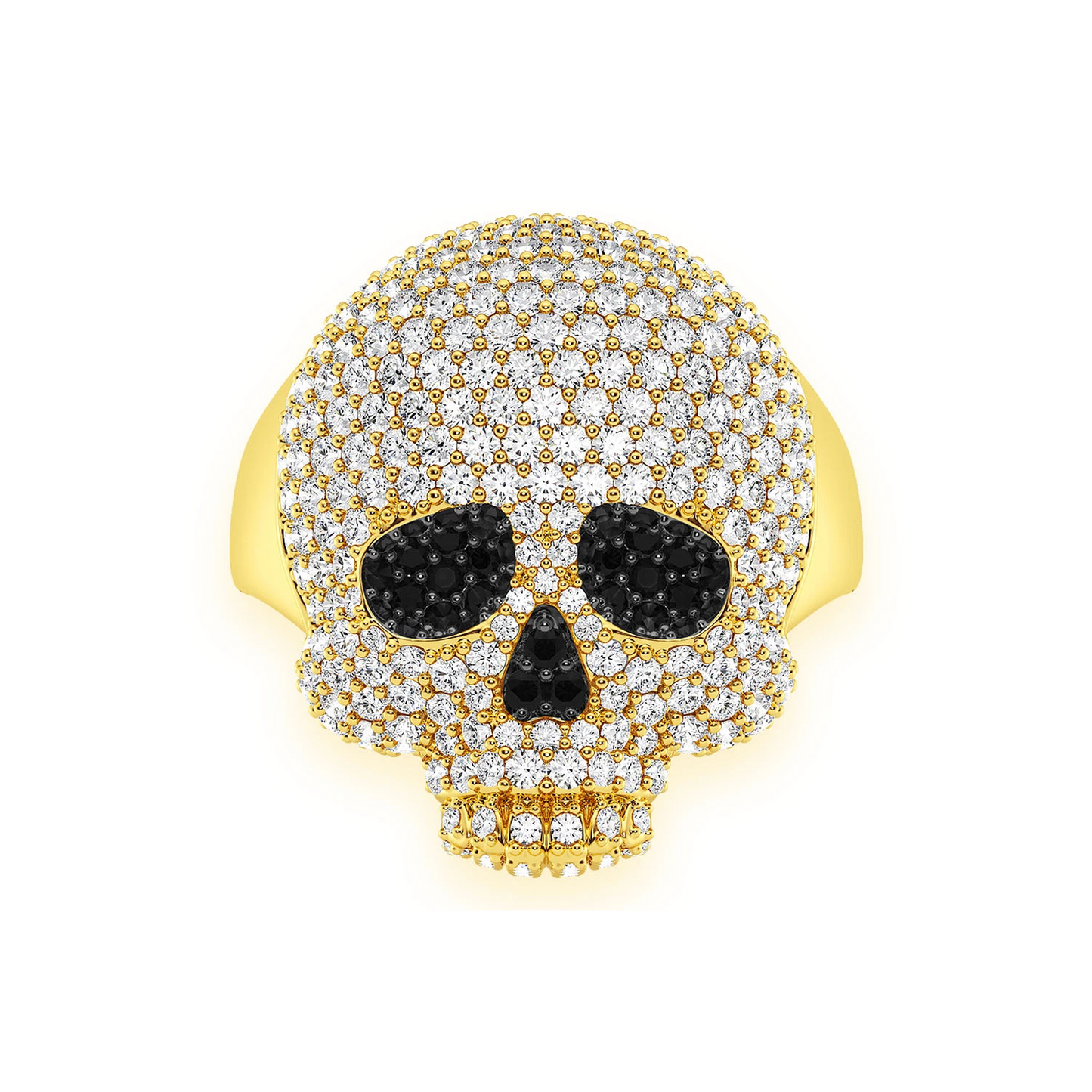 Jawless Skull Diamond Ring in 14K yellow gold, front view
