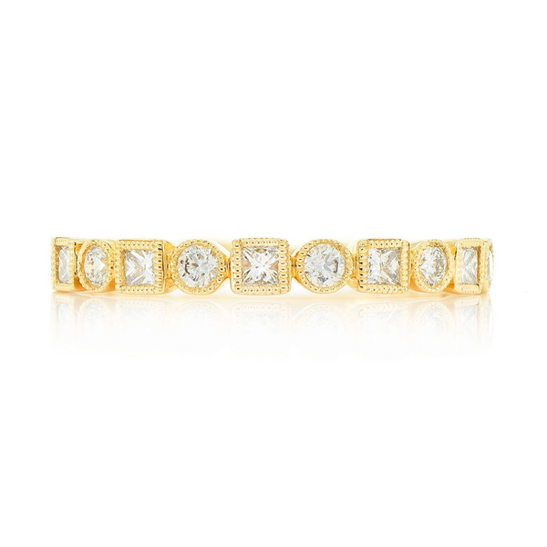Milgrain Circle & Square Diamond Ring