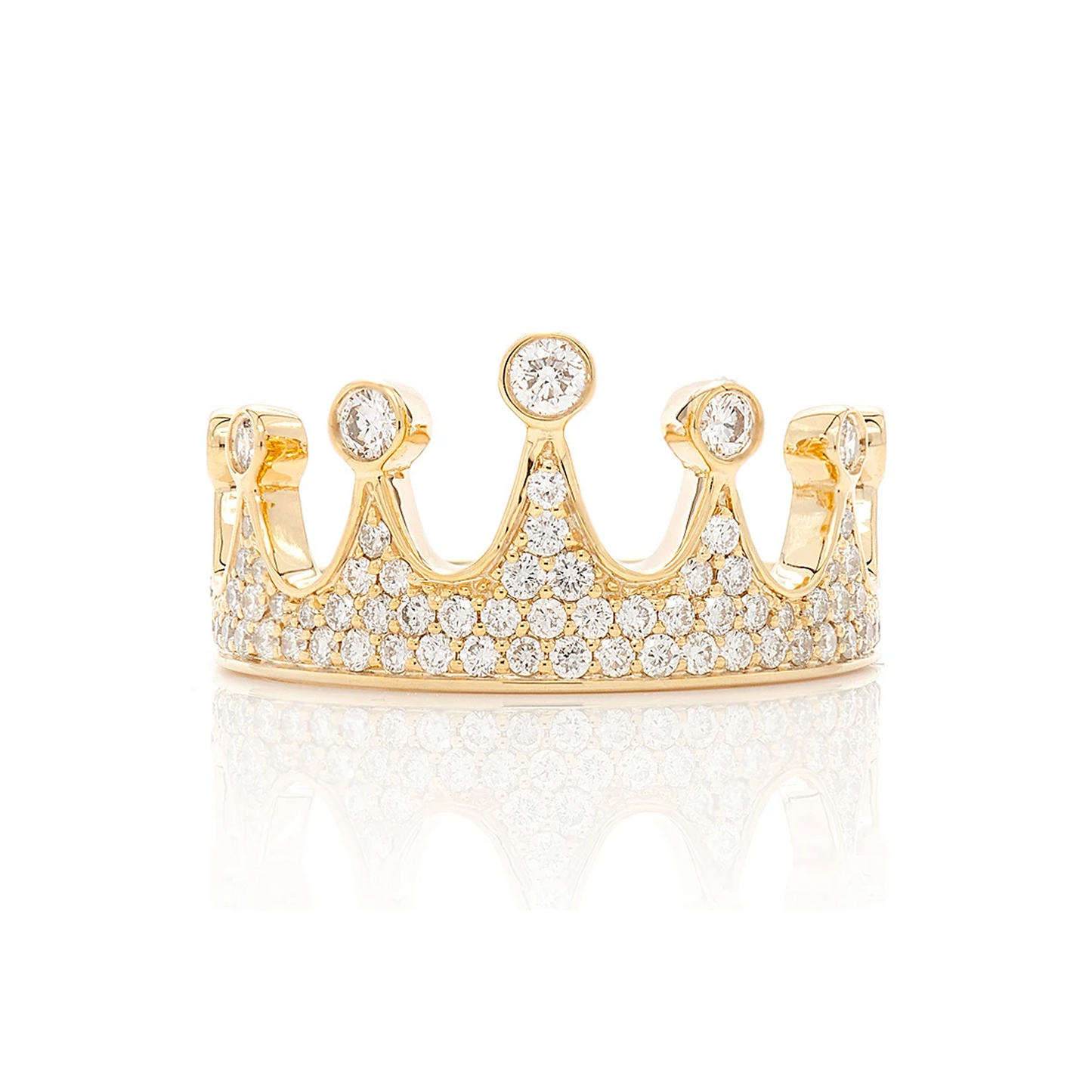 Crown Diamond Ring in 14K yellow gold, front view
