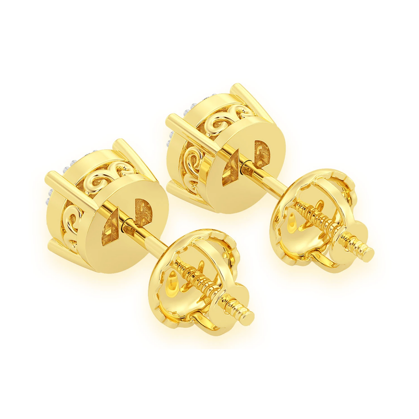 Mosaic Diamond Studs in 14K yellow gold, 0.25ctw, back view