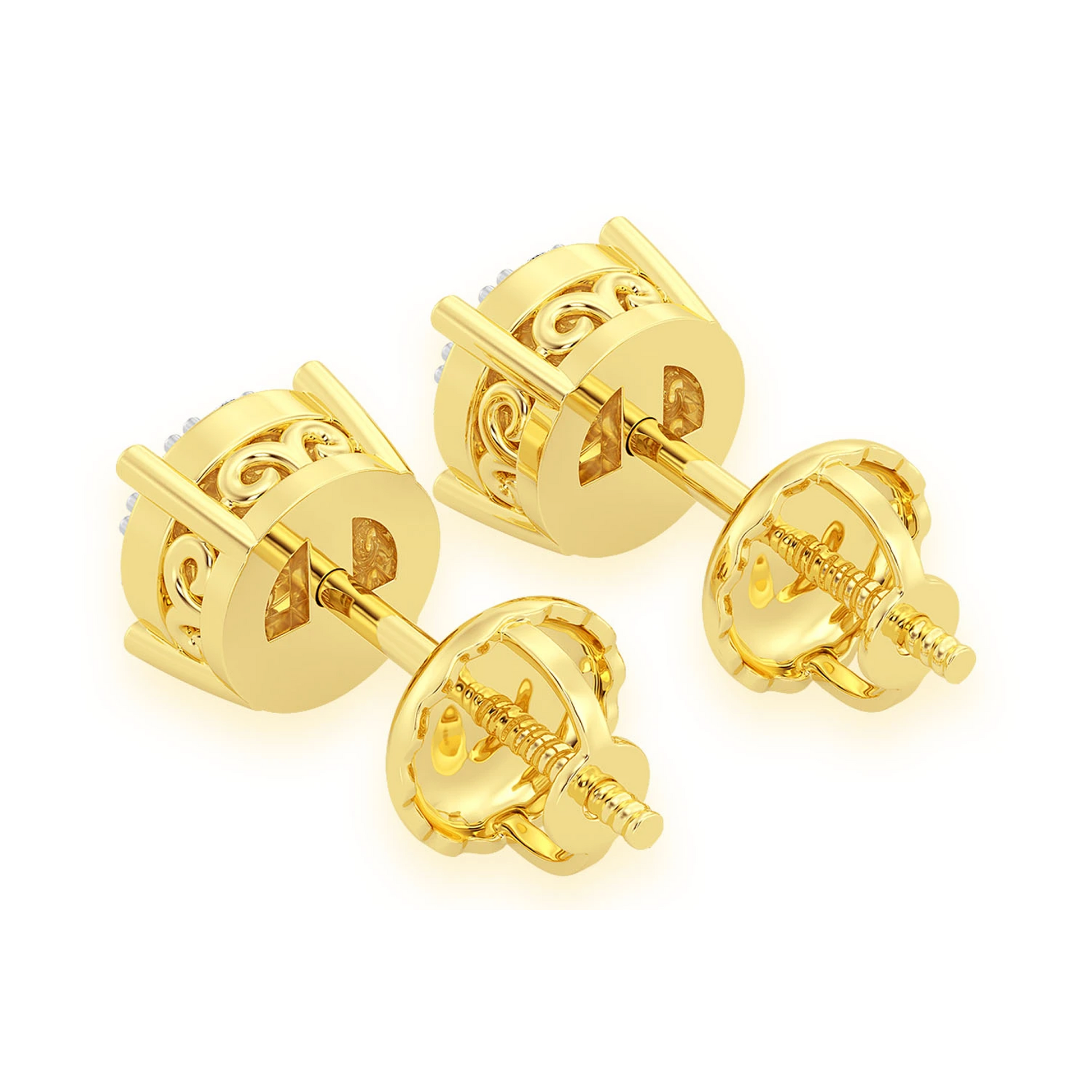 Mosaic Diamond Studs in 14K yellow gold, 0.25ctw, back view