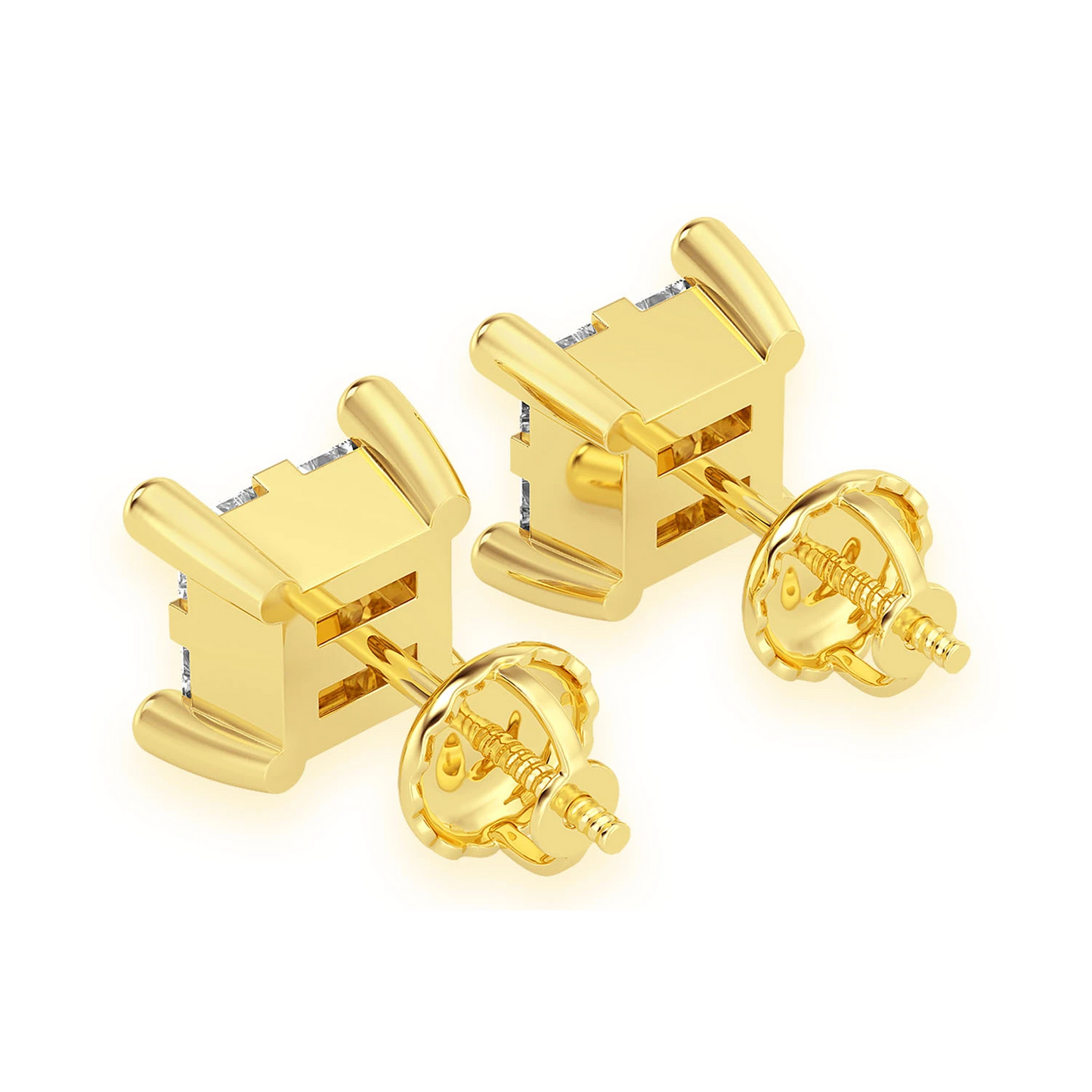 Quad Diamond Studs in 14K yellow gold, 0.25ctw, back view