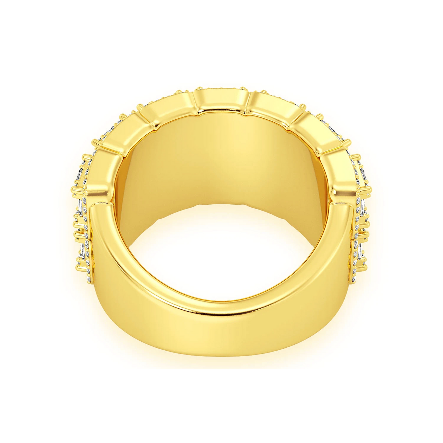 Baguette Border Diamond Ring in 14K yellow gold, back view