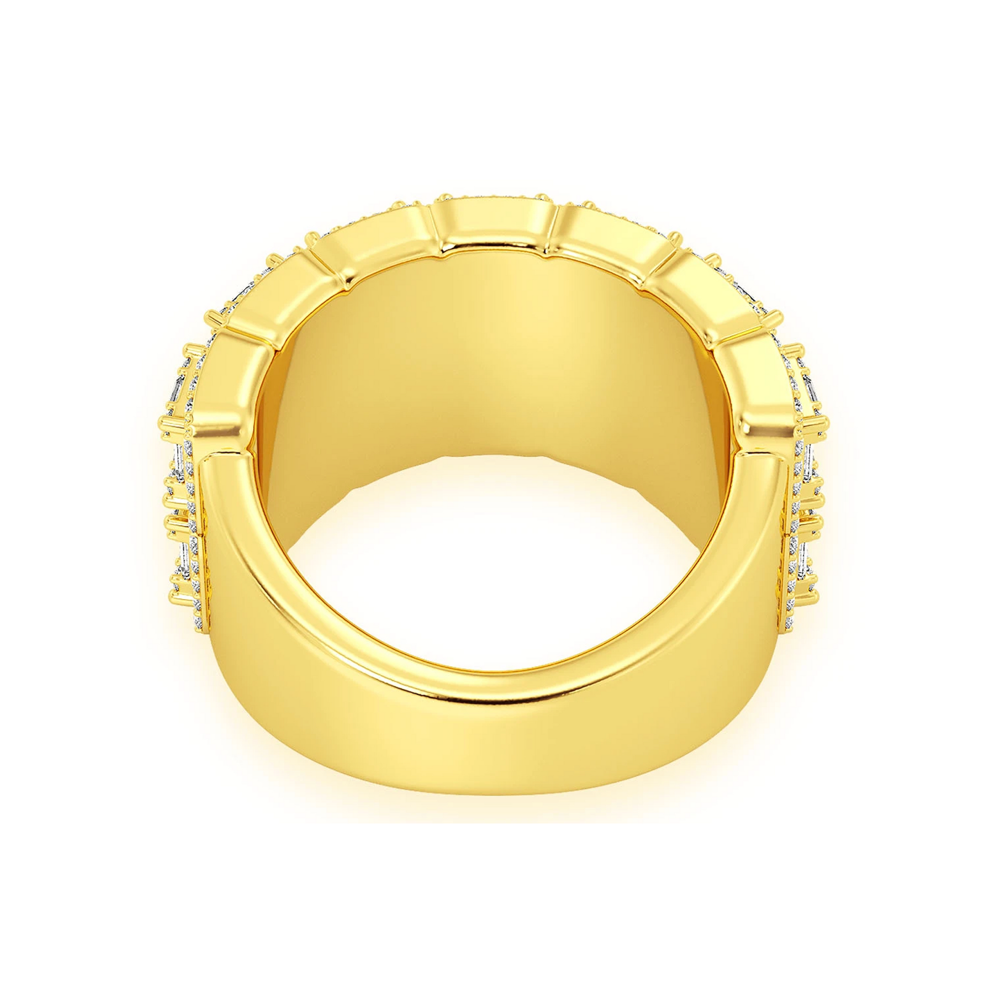 Baguette Border Diamond Ring in 14K yellow gold, back view