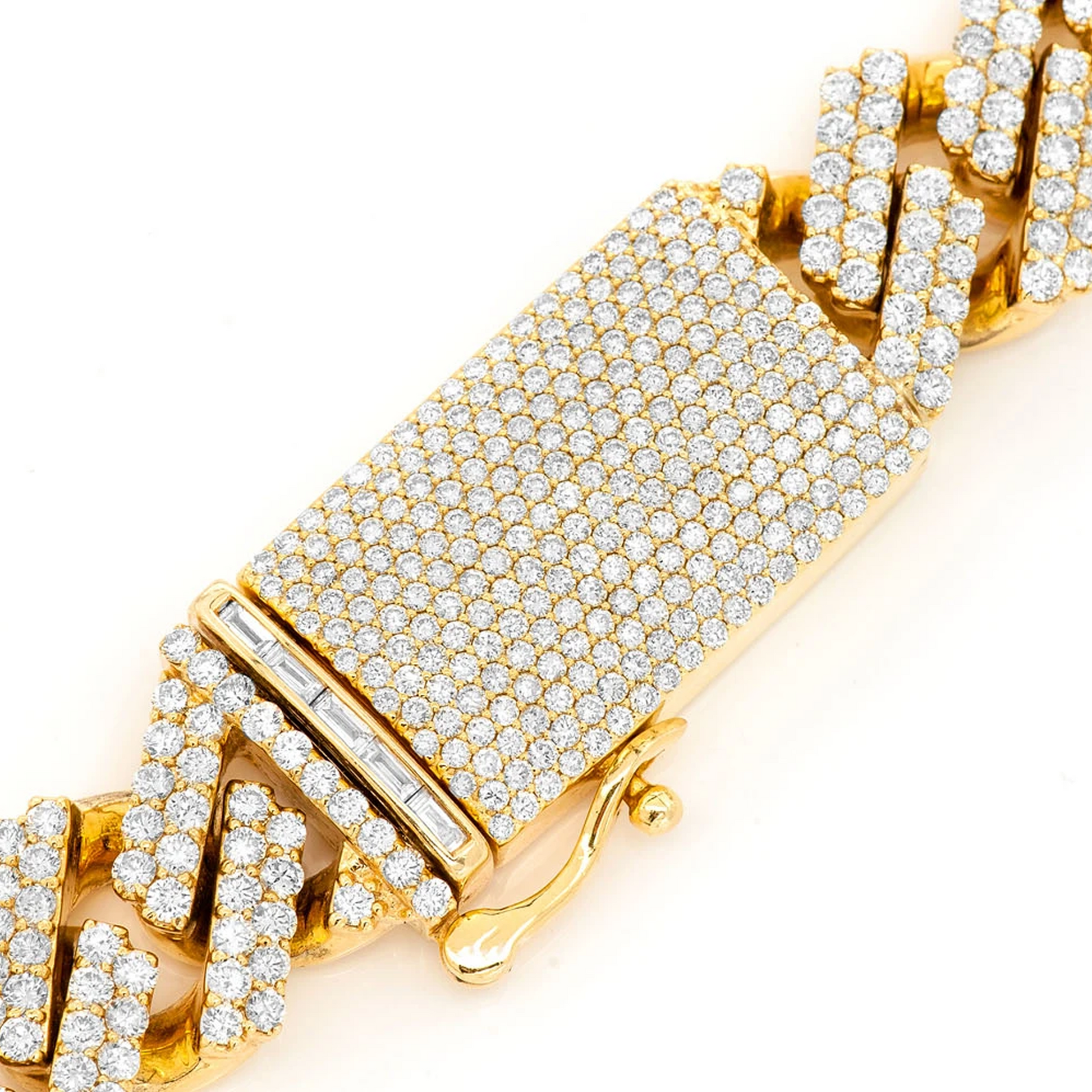 Raised Cuban Diamond Necklace in 14K yellow gold, 16mm / 33.00ctw width, clasp detail