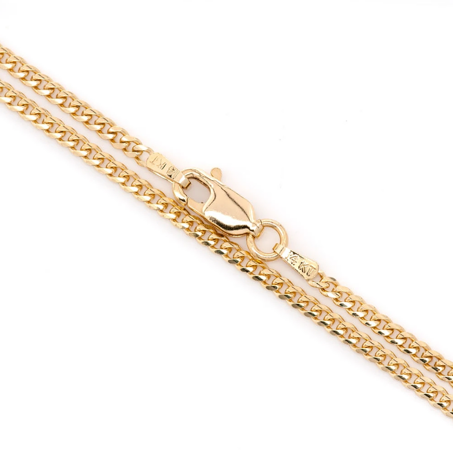 Miami Cuban Gold Chain in 14K yellow gold, 2mm width, clasp detail