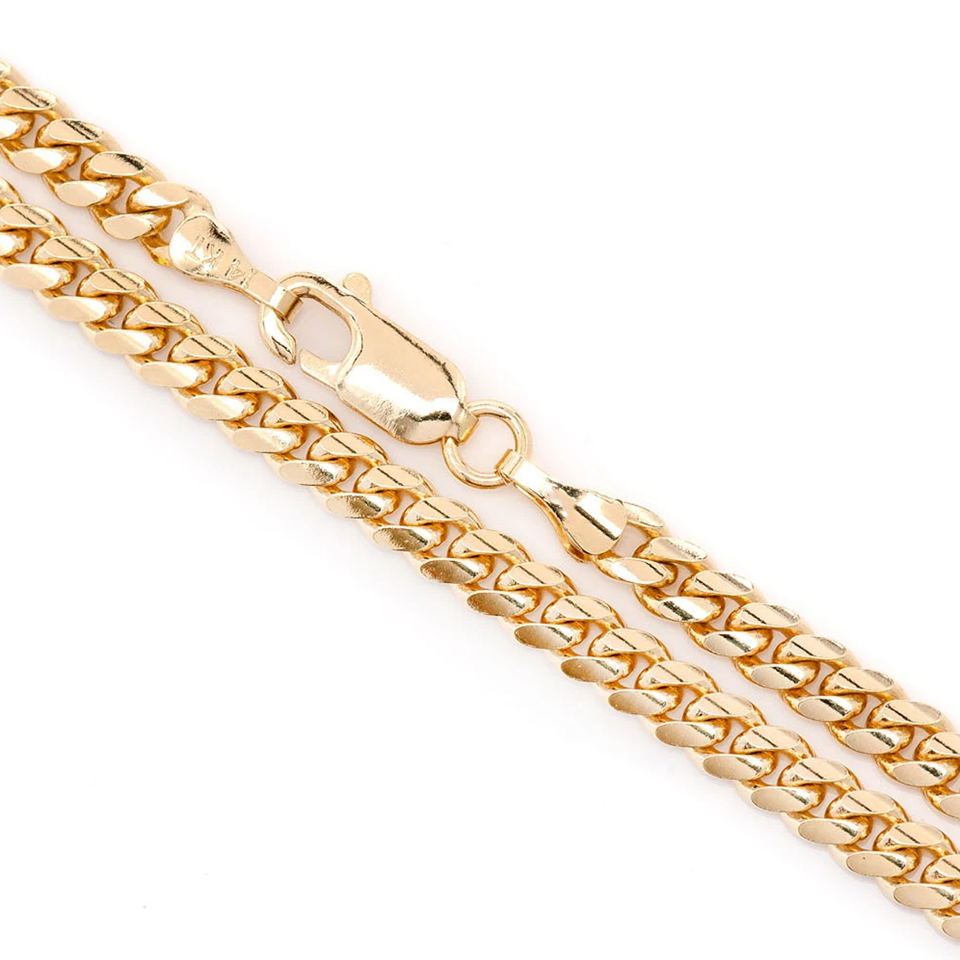 Miami Cuban Gold Chain in 14K yellow gold, 4mm width, clasp detail