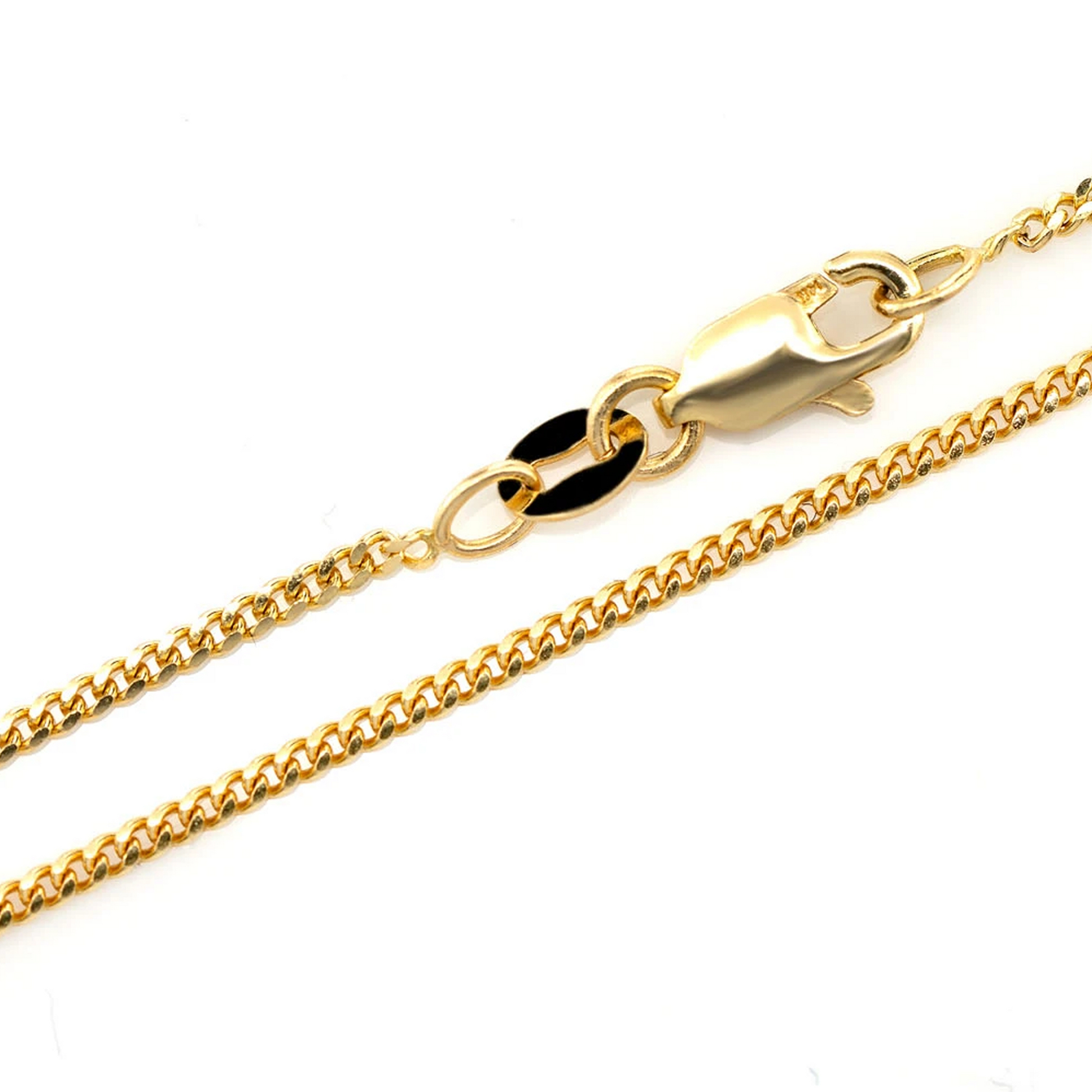 Miami Cuban Gold Chain in 14K yellow gold, 1mm width, clasp detail