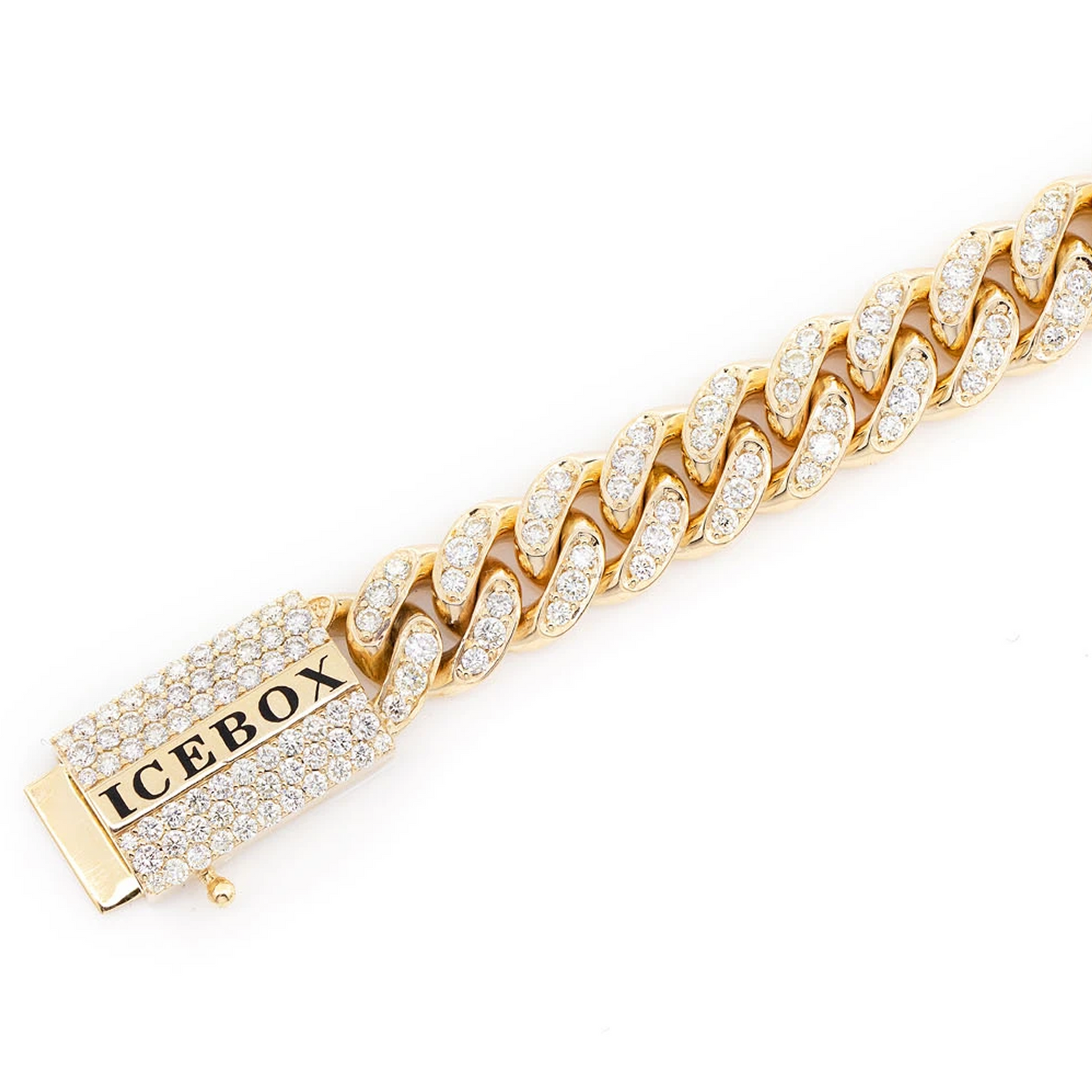 Miami Cuban Diamond Bracelet in 14K yellow gold, 8mm /4.00ctw width, angled view