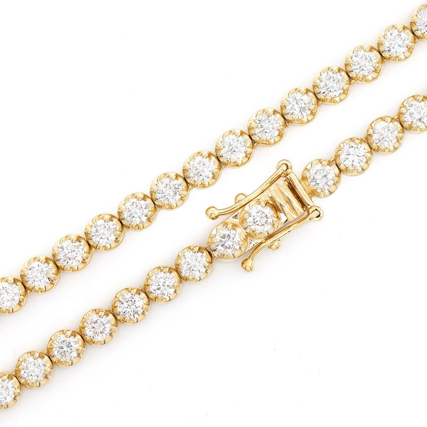Crown Diamond Tennis Necklace in 14K yellow gold, 10pt / 12.50ctw, angled view