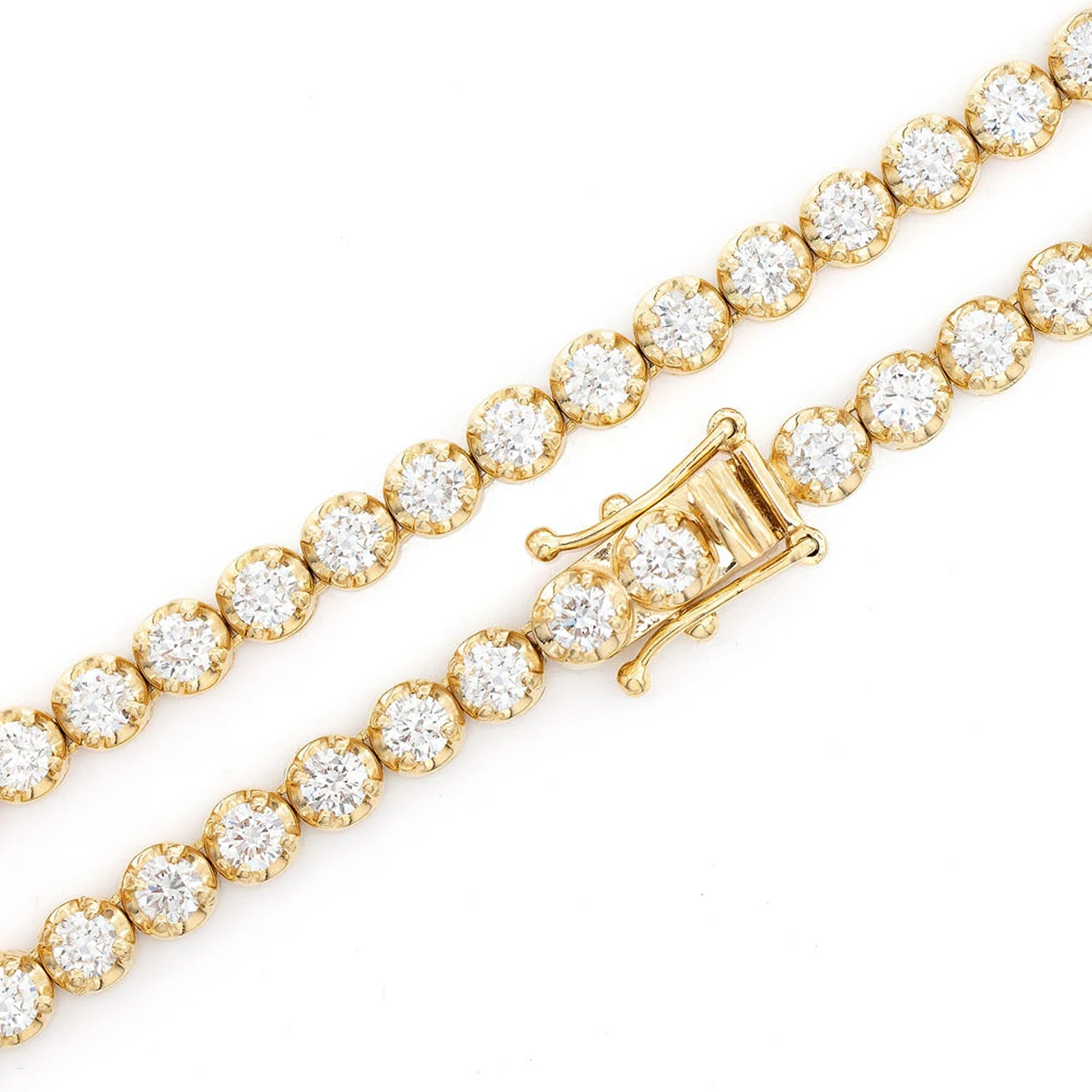 Crown Diamond Tennis Necklace in 14K yellow gold, 10pt / 12.50ctw, angled view