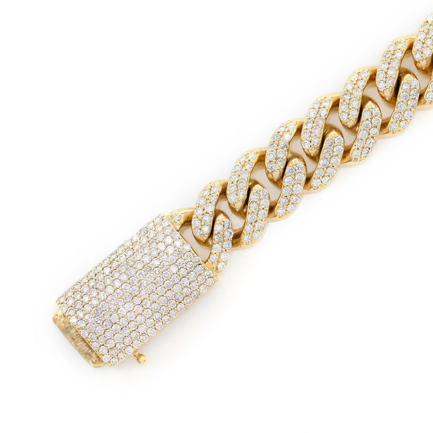 Miami Cuban Diamond Bracelet in 14K yellow gold, 10mm /5.00ctw width, angled view
