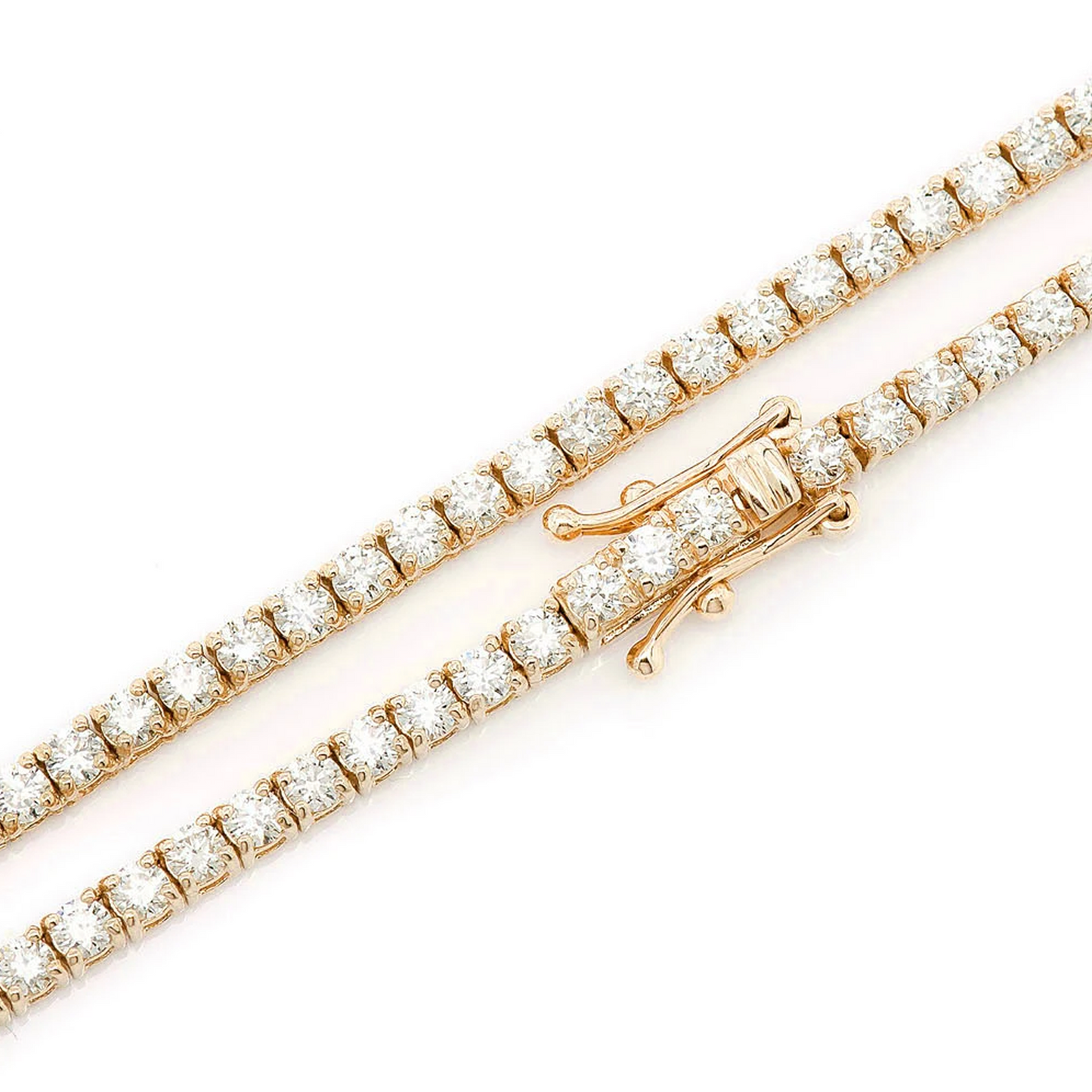 Prong Diamond Tennis Necklace in 14K yellow gold, 6pt / 10.50ctw, detail view