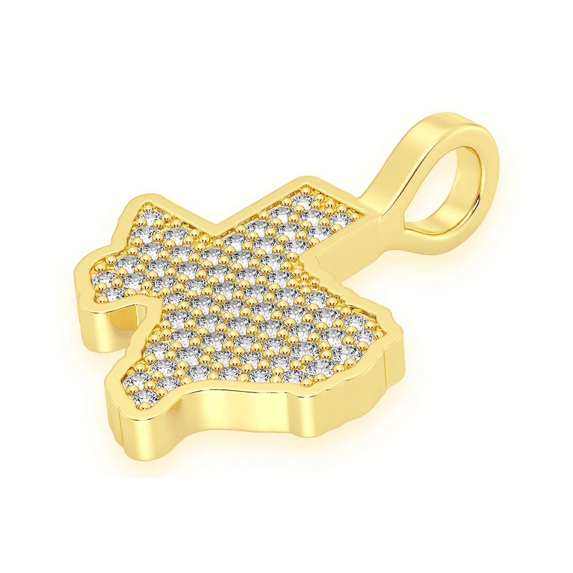 US State Diamond Pendant in 14K yellow gold, Texas design, detail view