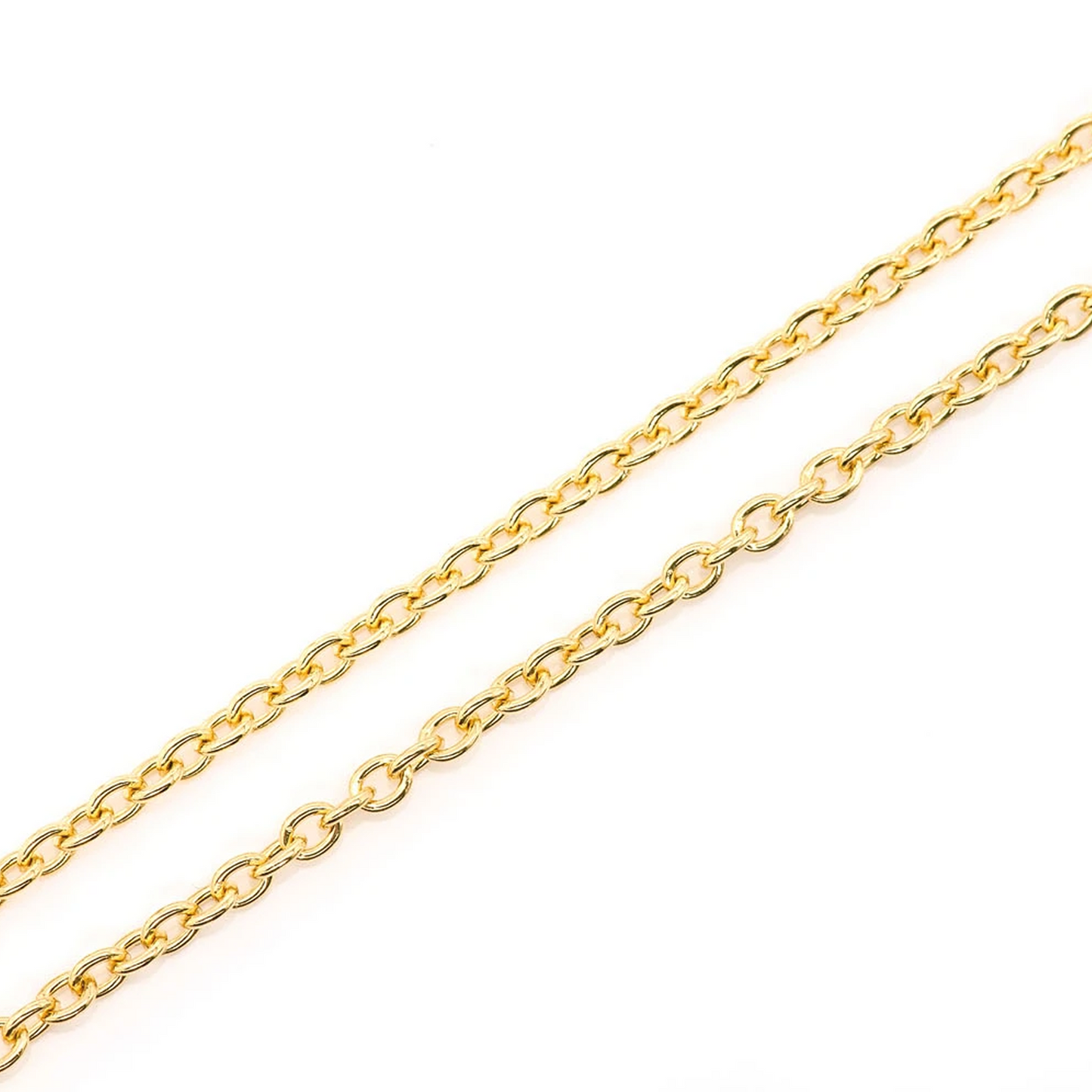 Rolo Gold Chain in 14K yellow gold, 2mm width, angled view