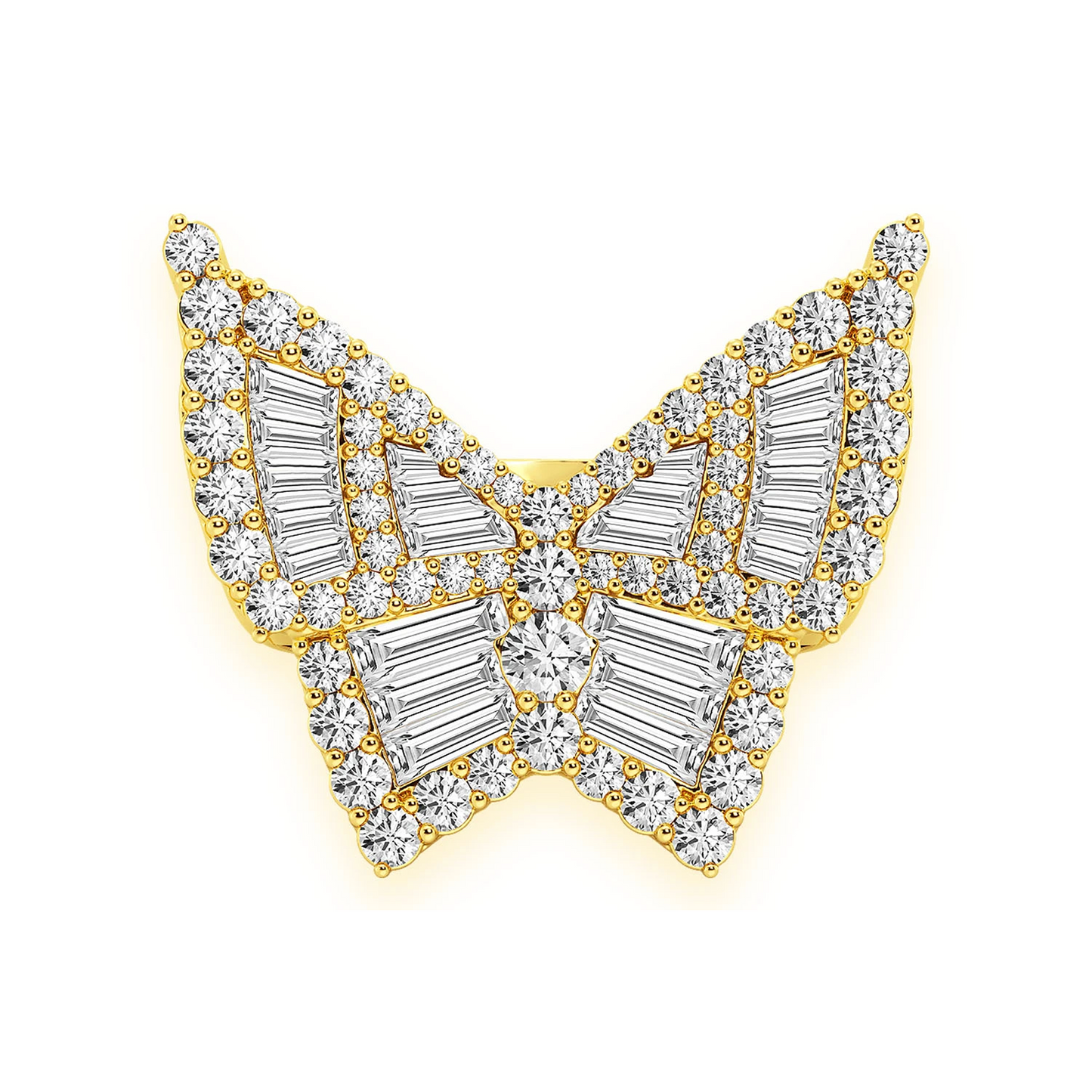 Butterfly Baguette Signet Ring in 14K yellow gold, angled view