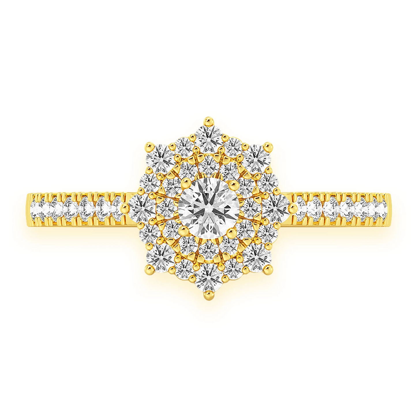 Single Band Diamond Engagement Ring in 14K yellow gold, front view