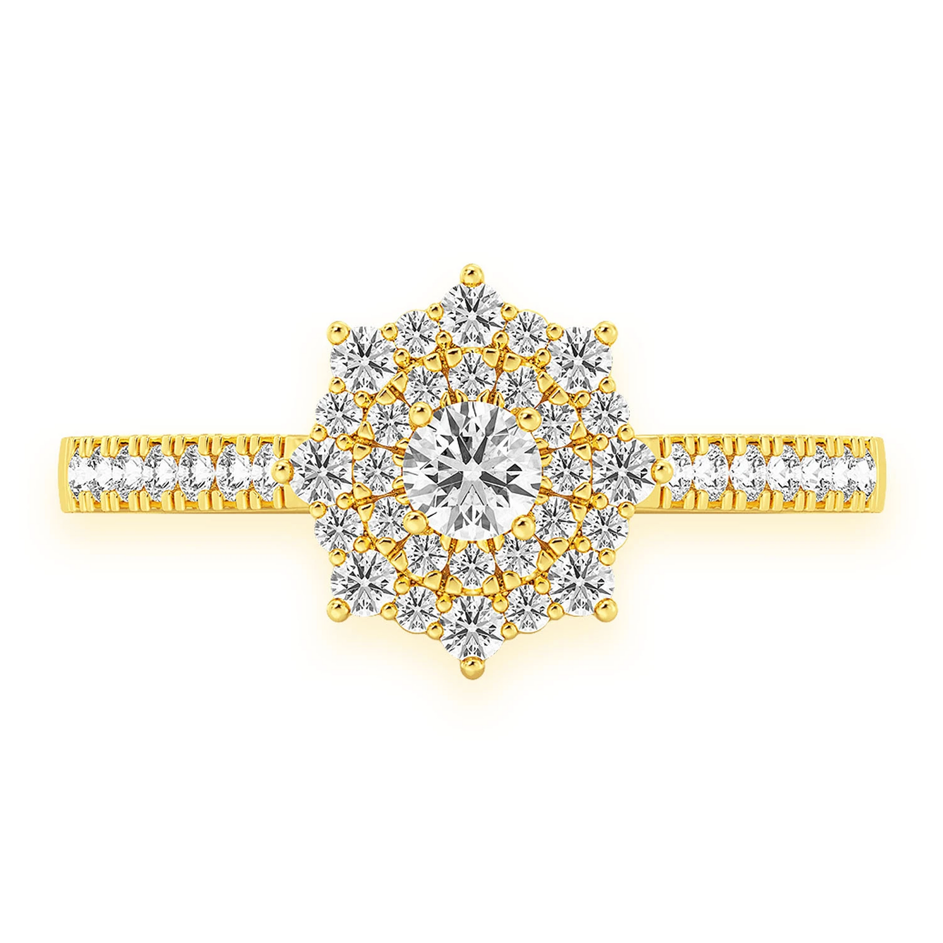 Single Band Diamond Engagement Ring in 14K yellow gold, front view