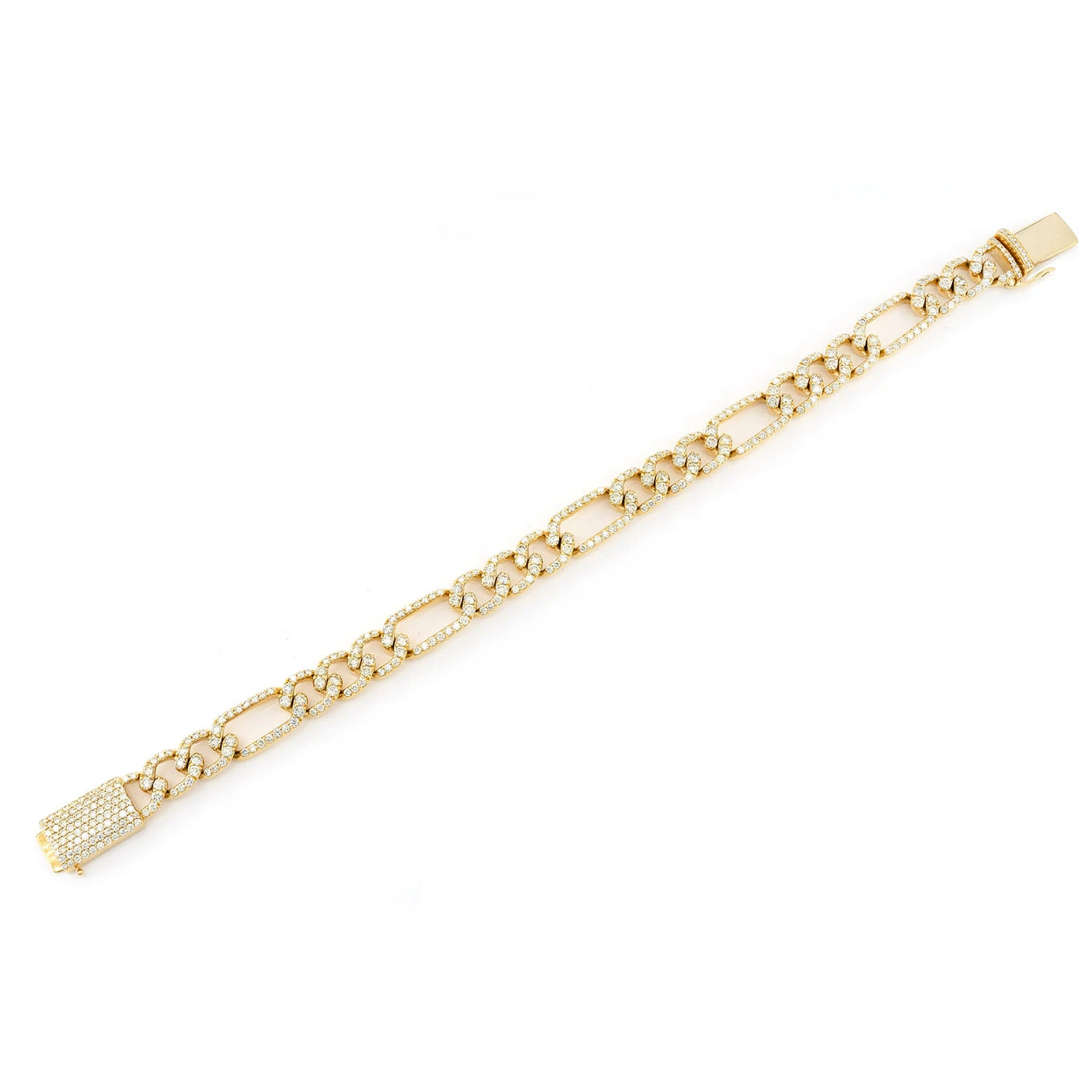 Figaro Diamond Link Bracelet in 14K yellow gold, 8mm / 6.00ctw width, alternate view