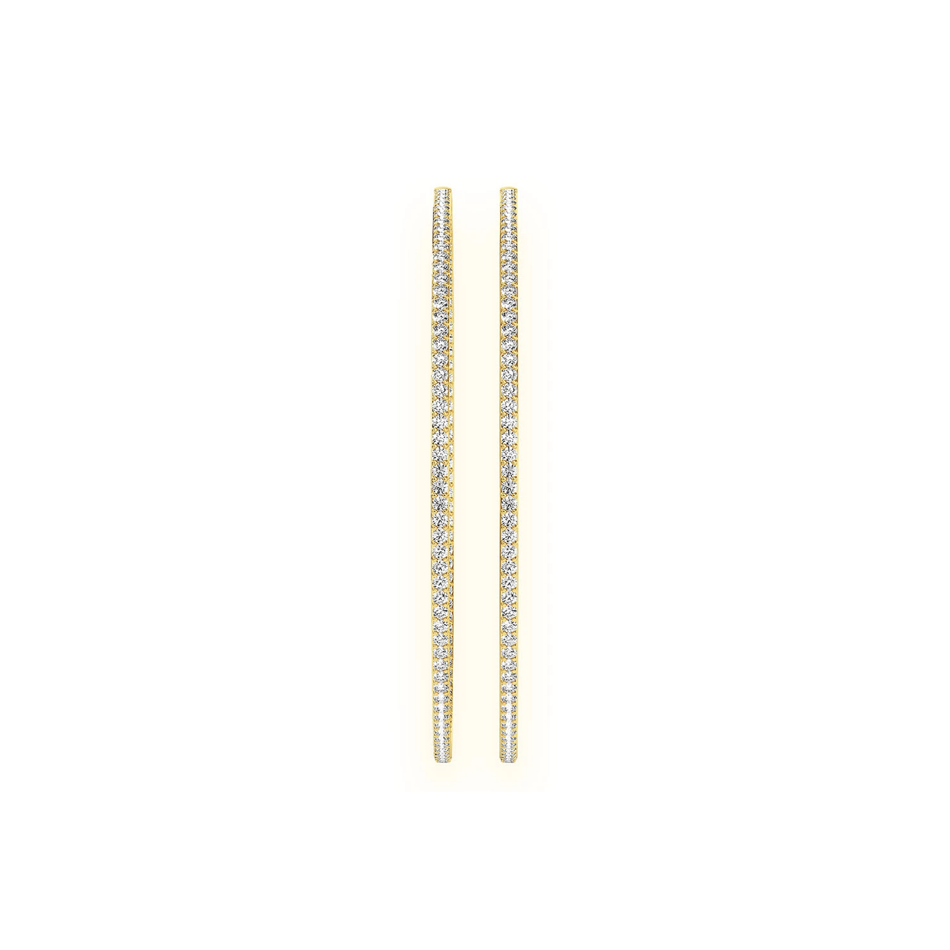 Large Inside-Out Diamond Hoop Earrings in 14K yellow gold, 6.25ctw, front view 2