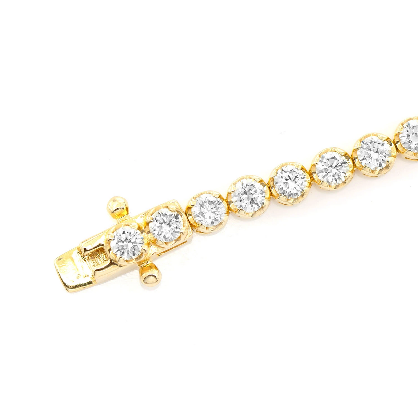 Crown Set Diamond Tennis Bracelet in 14K yellow gold, 10pt / 4.50ctw, detail view