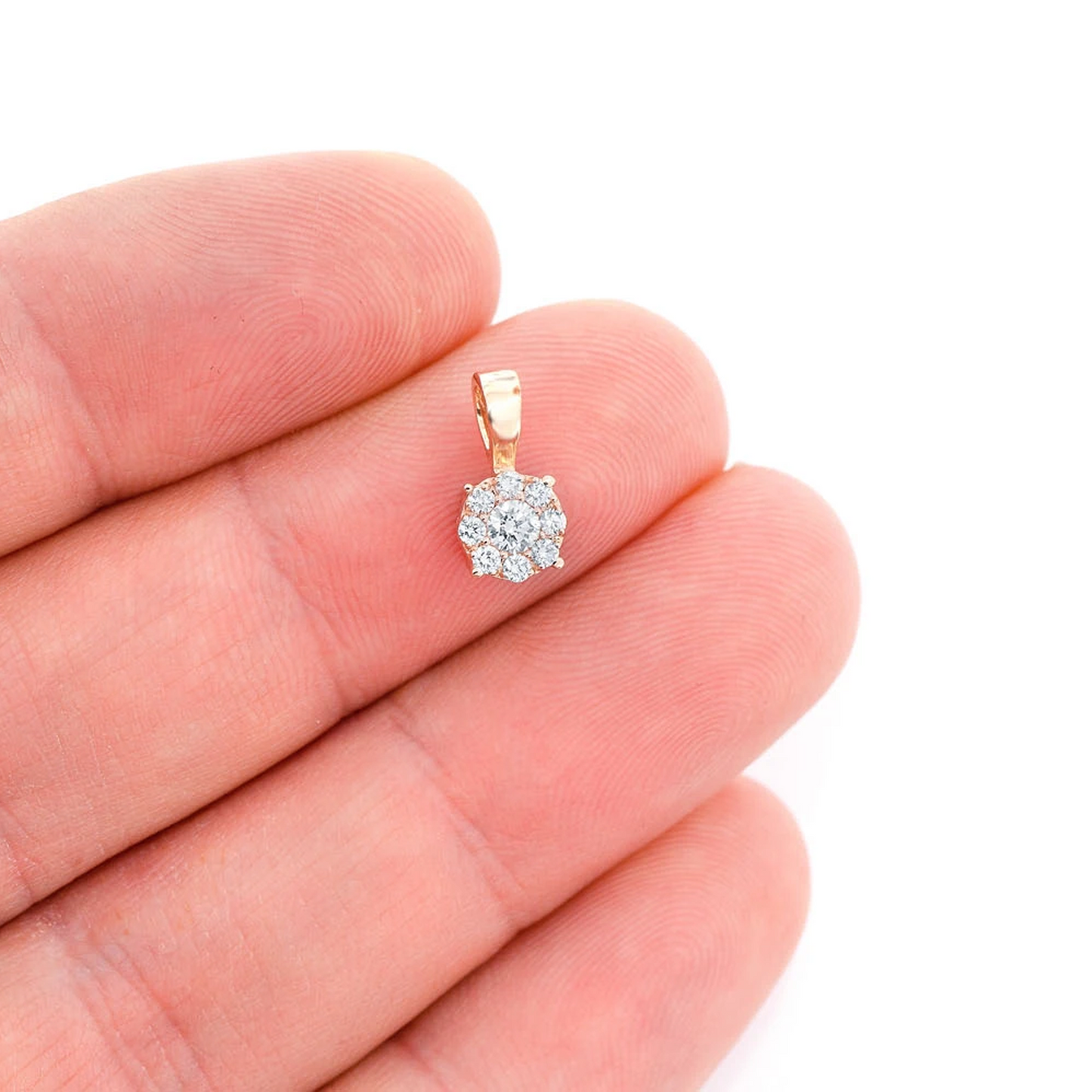 Mosaic Diamond Pendant in 14K rose gold, Signature | 0.25ctw, worn view