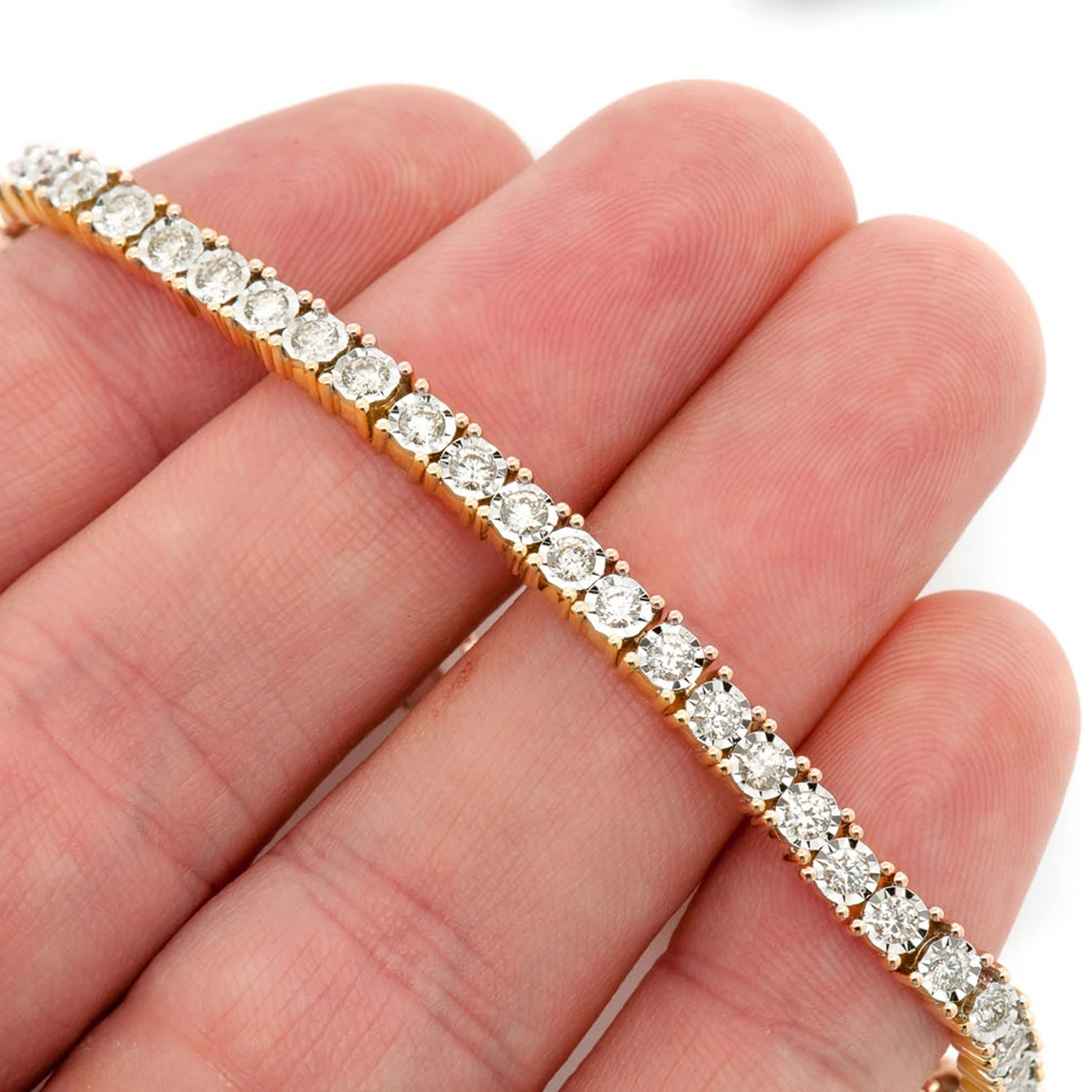 Miracle Diamond Tennis Bracelet in 14K yellow gold, 9pt / 4.50ctw, worn view