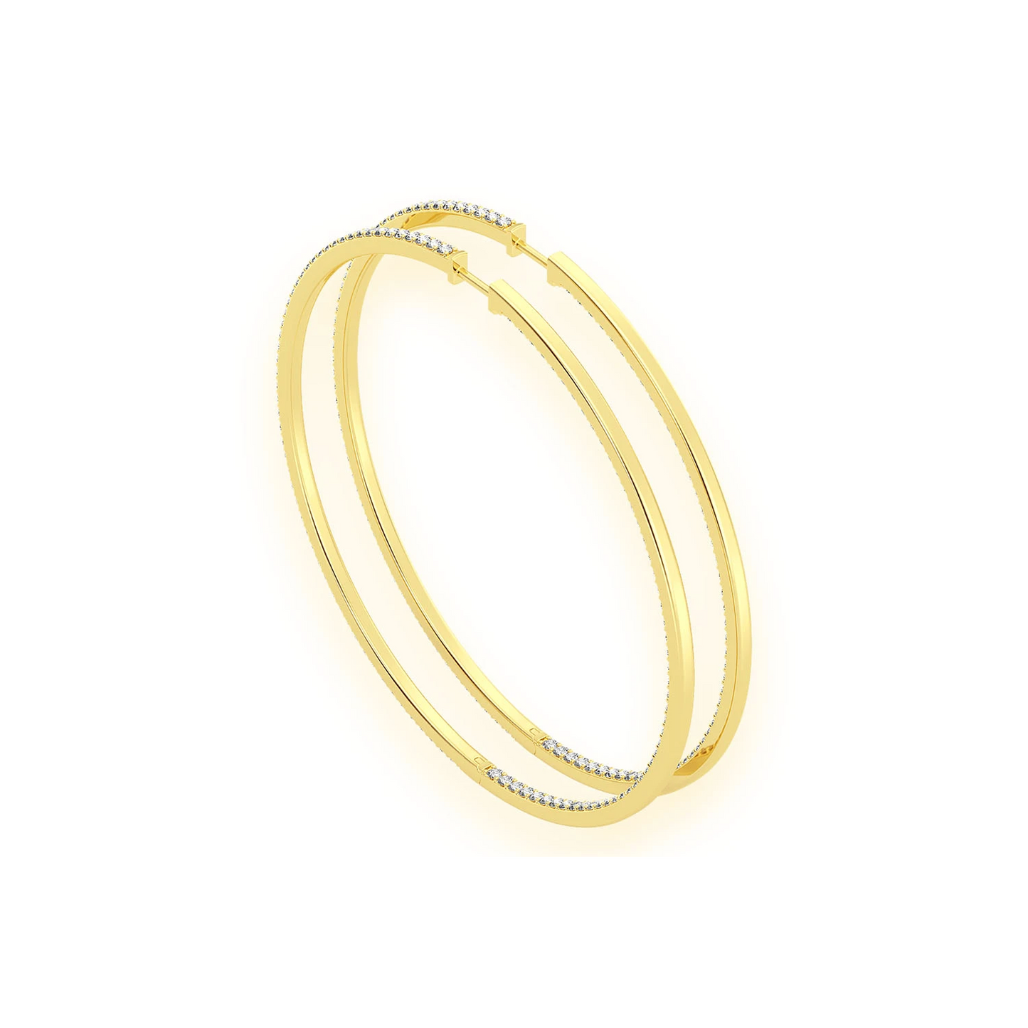 Large Inside-Out Diamond Hoop Earrings in 14K yellow gold, 6.25ctw, detail view