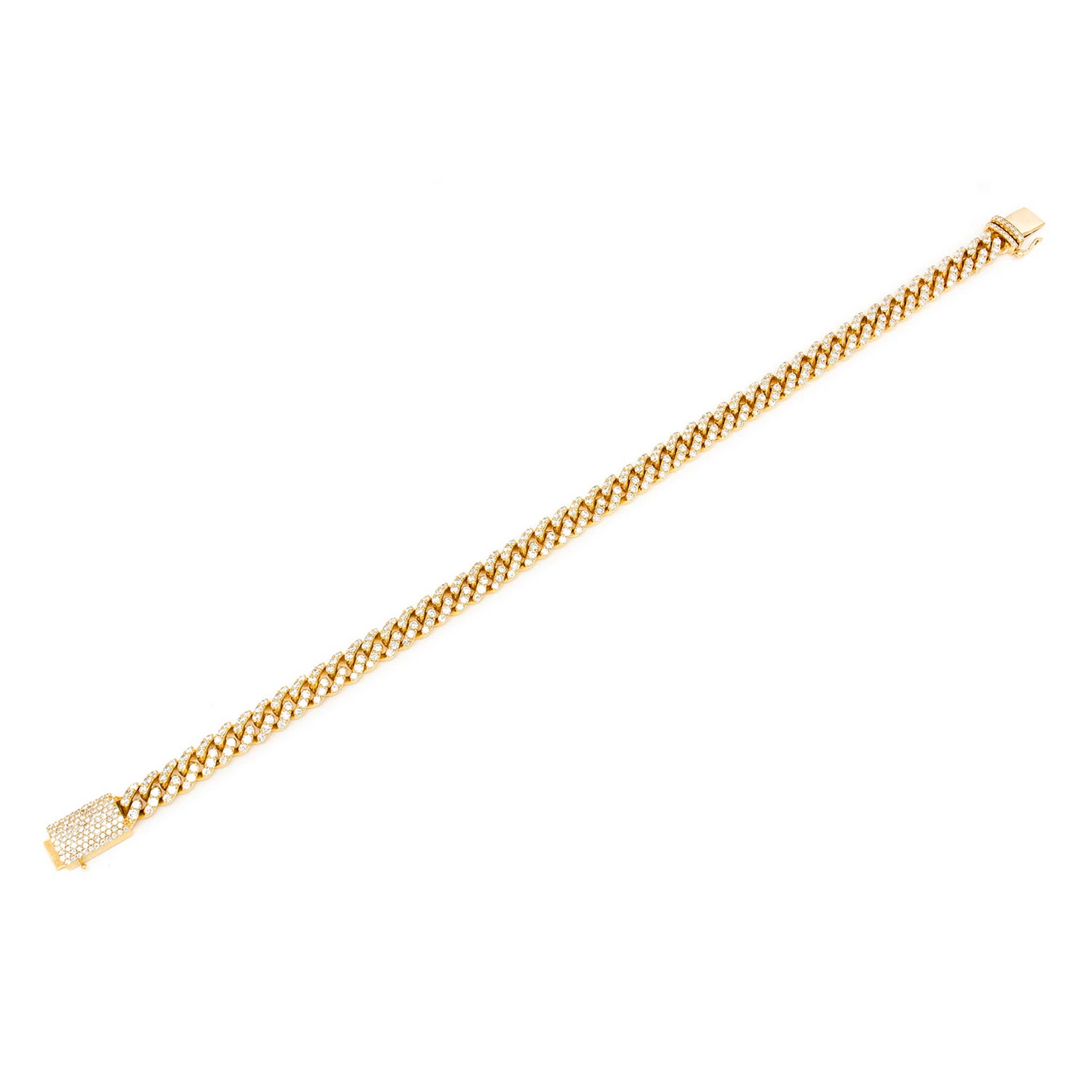 Miami Cuban Diamond Bracelet in 14K yellow gold, 6mm / 4.25ctw width, alternate view