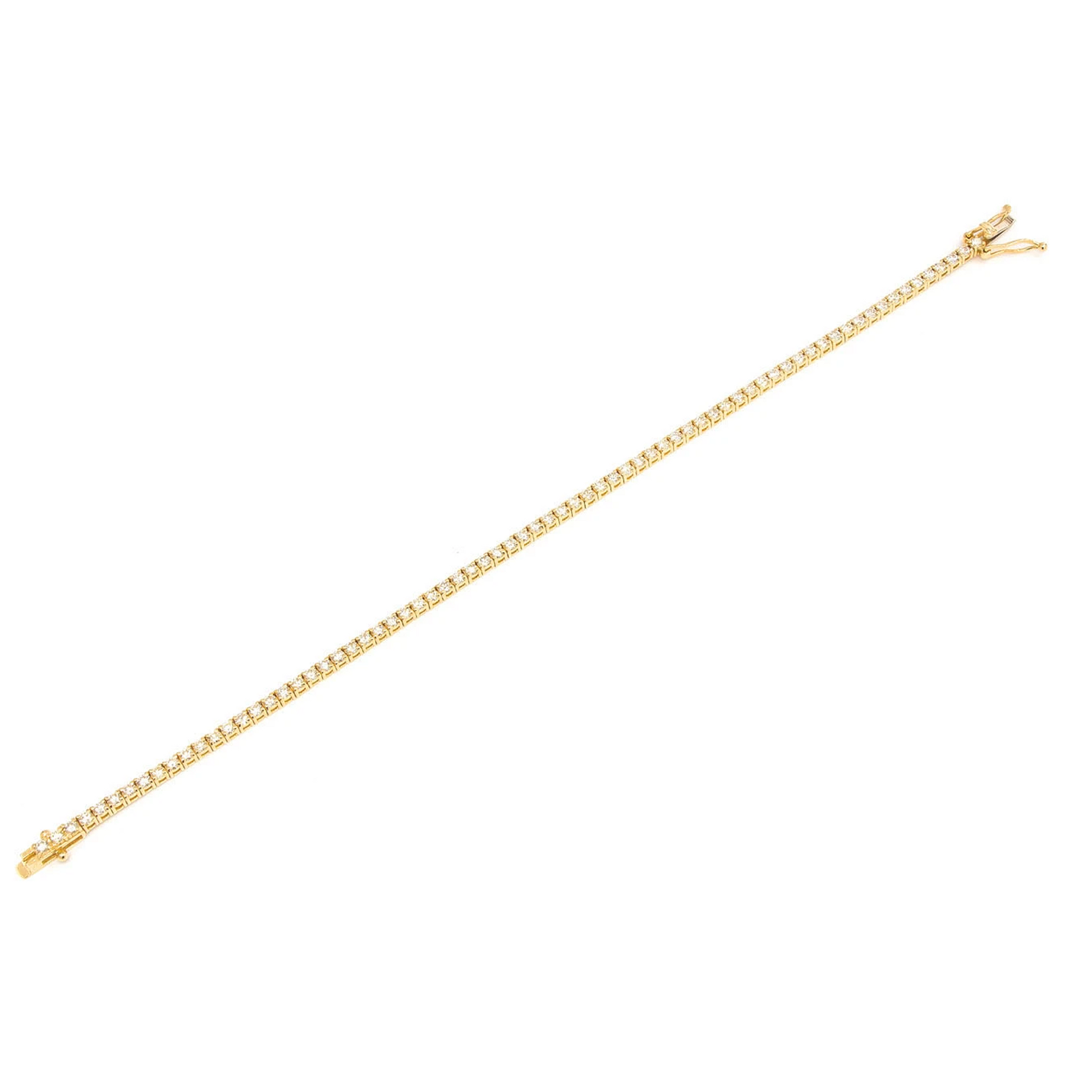 Prong Diamond Tennis Bracelet in 14K yellow gold, 4pt / 3.75ctw, full-length view