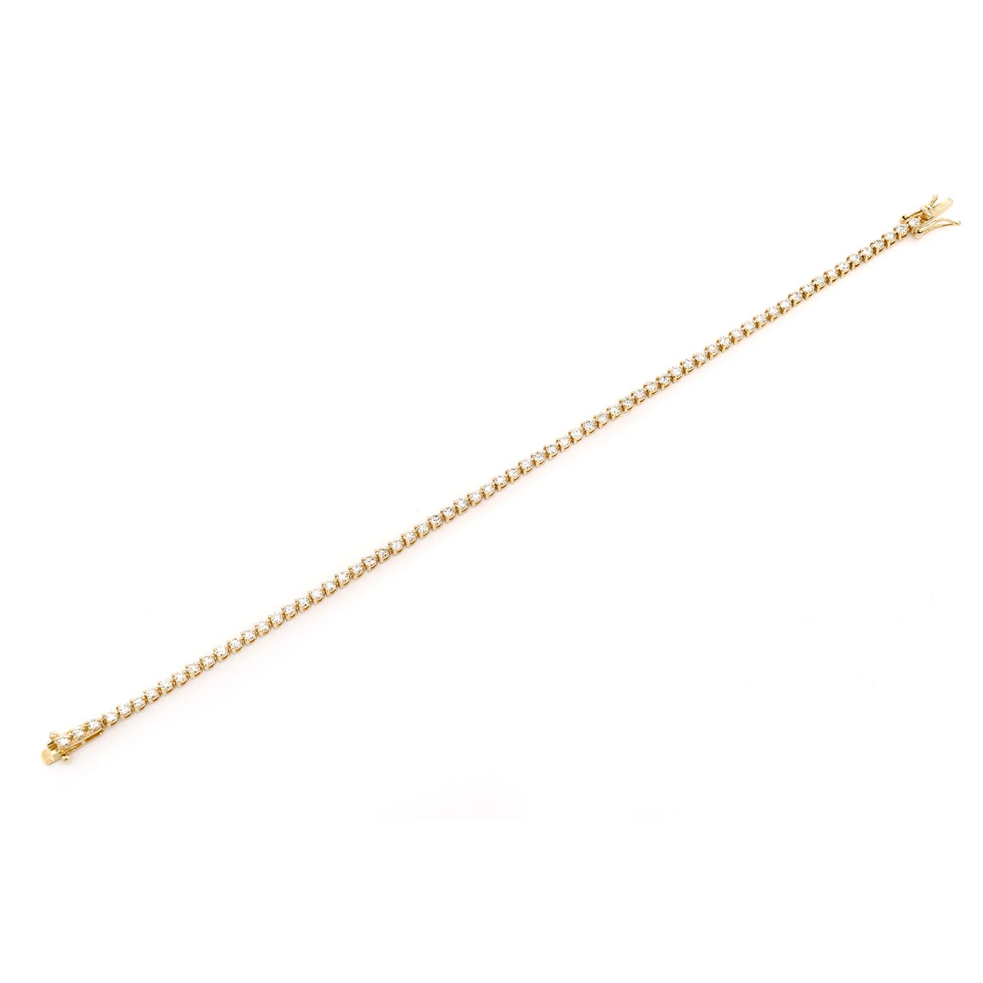 Prong Diamond Tennis Bracelet in 14K yellow gold, 3pt / 2.50ctw, full-length view