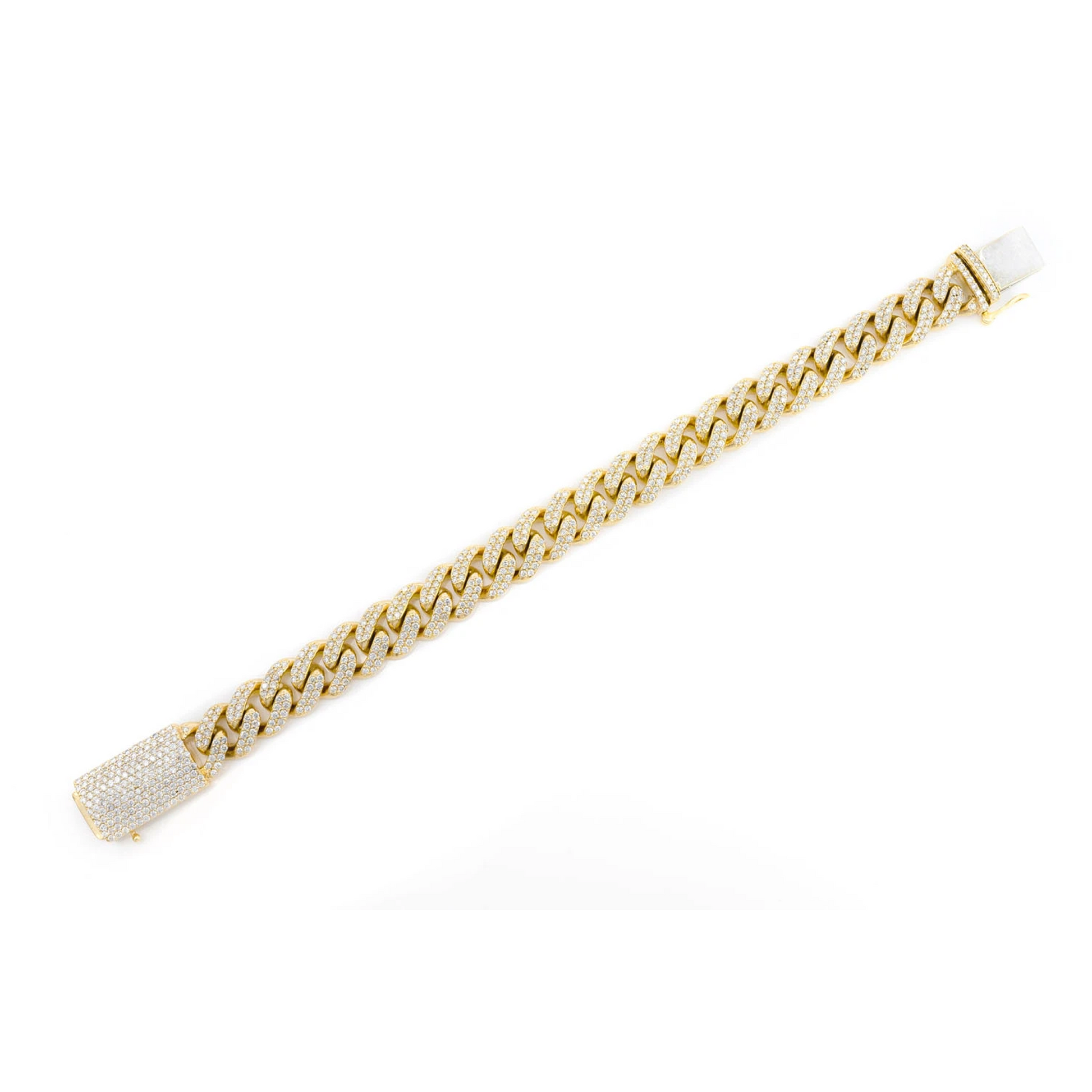 Miami Cuban Diamond Bracelet in 14K yellow gold, 10mm /5.00ctw width, full-length view