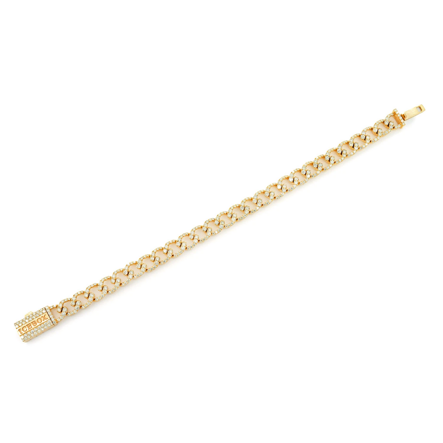 Elongated Cuban Diamond Bracelet in 14K yellow gold, 8mm / 6.25ctw width, full-length view