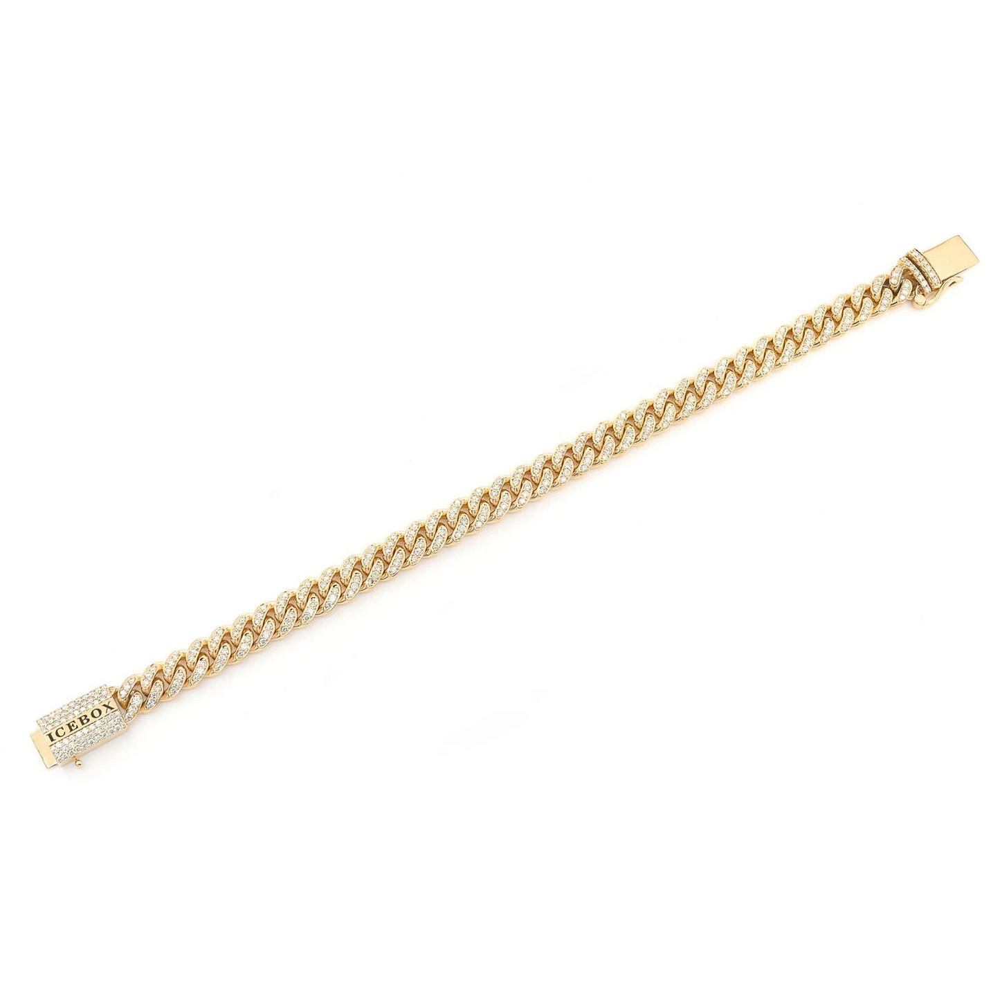 Miami Cuban Diamond Bracelet in 14K yellow gold, 8mm /4.00ctw width, full-length view