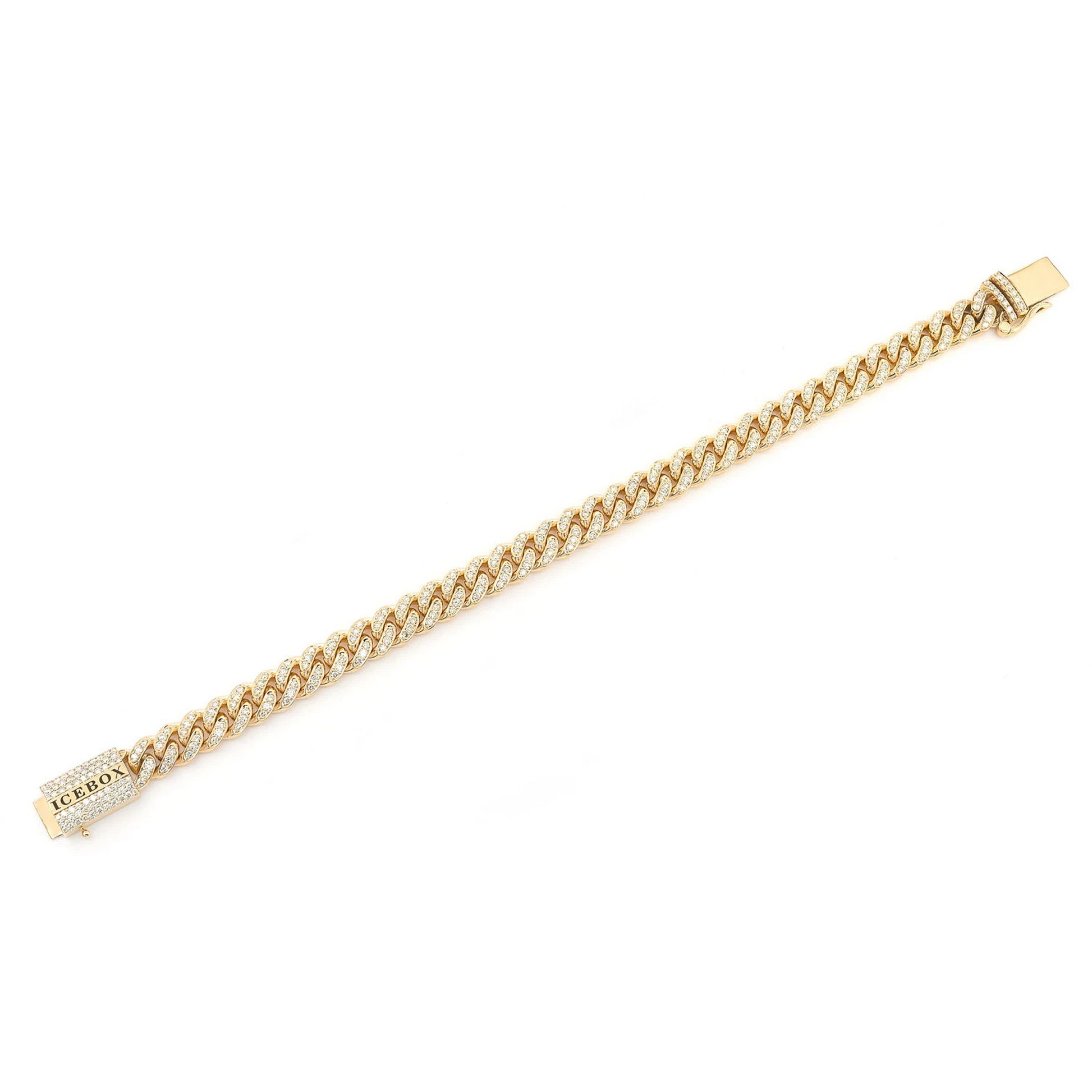 Miami Cuban Diamond Bracelet in 14K yellow gold, 8mm /4.00ctw width, full-length view