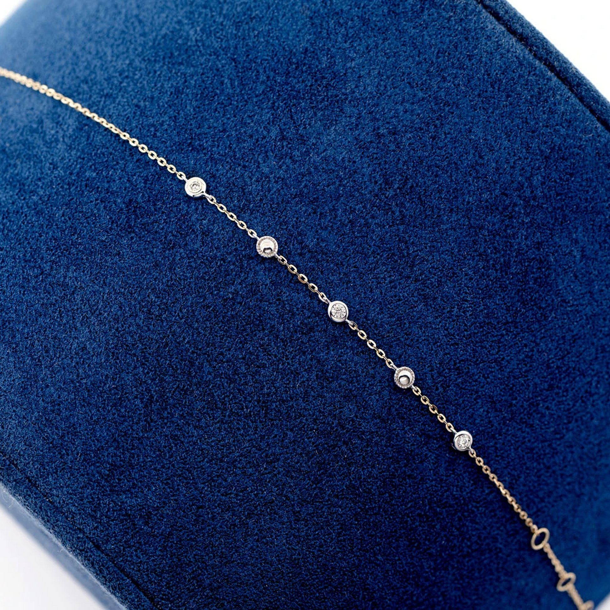 Bead & Bezel Diamond Bracelet in 14K yellow gold, 0.05ctw, alternate view