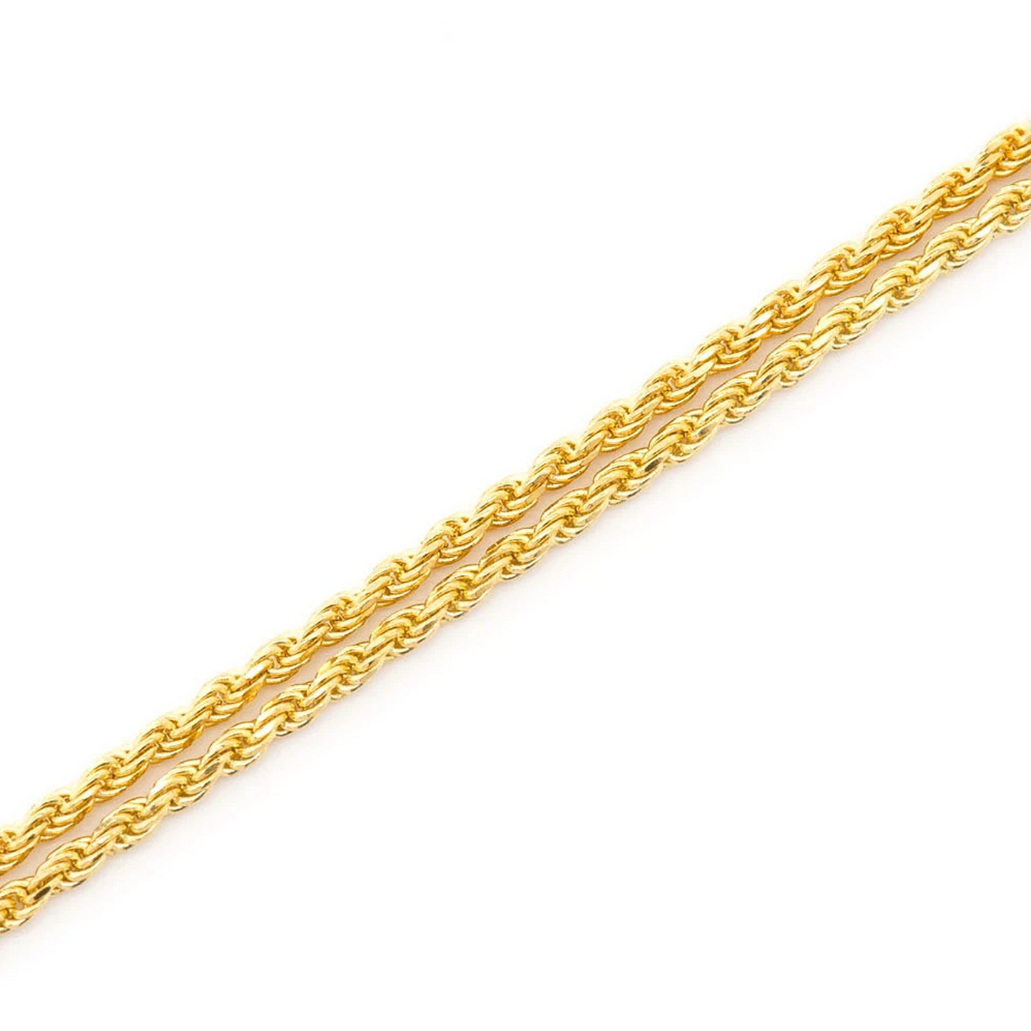 Rope Gold Chain in 14K yellow gold, 1mm width, detail view