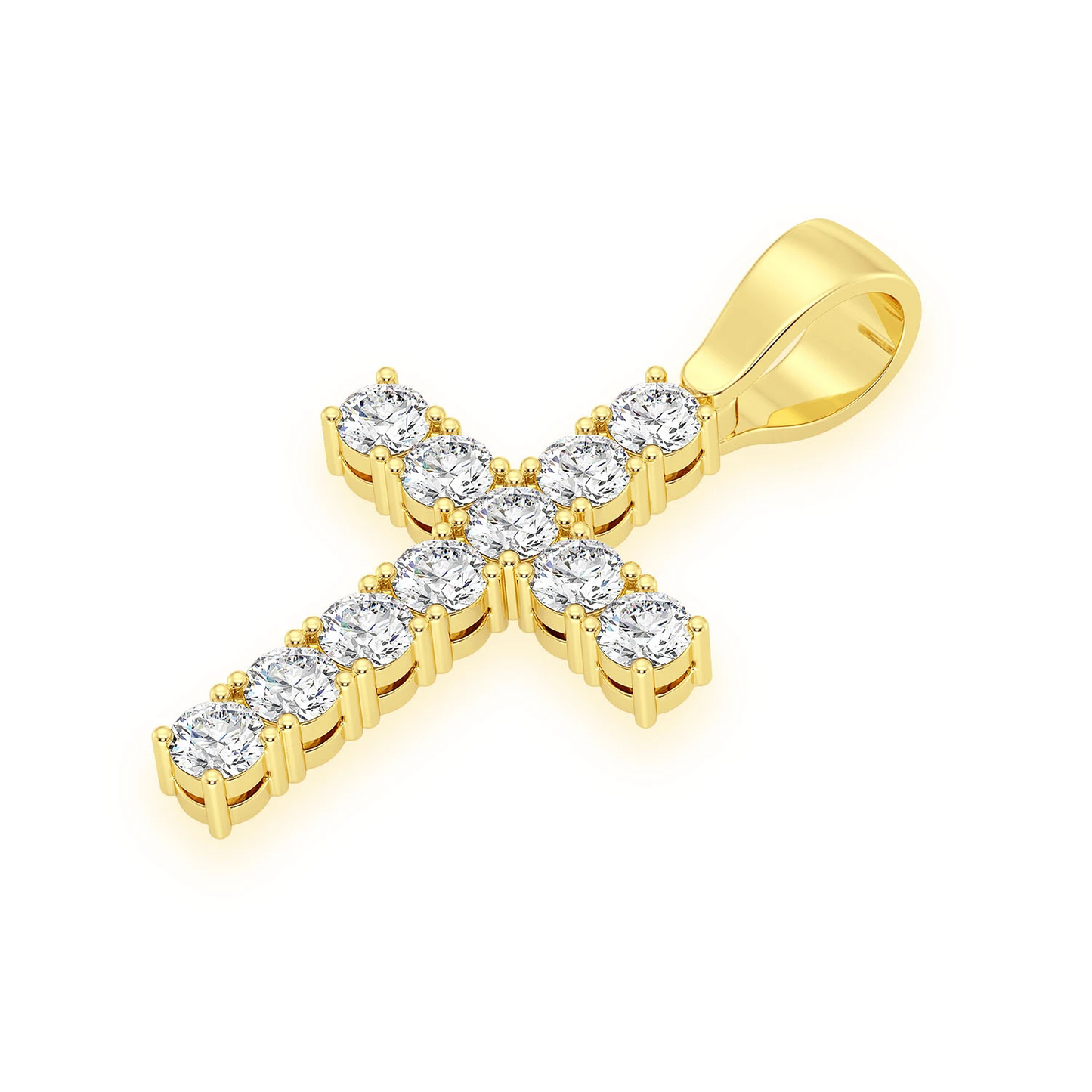 Signature Diamond Cross in 14K yellow gold, Extra Large / 3.75 ctw, side view
