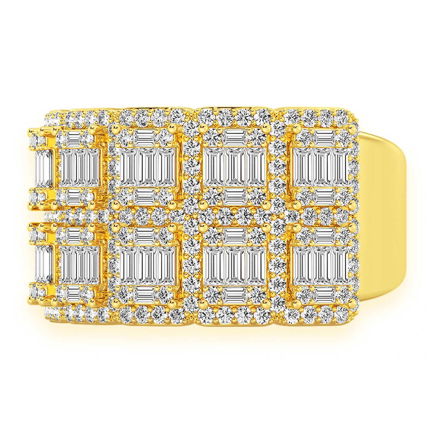 Baguette Border Diamond Ring in 14K yellow gold, side view
