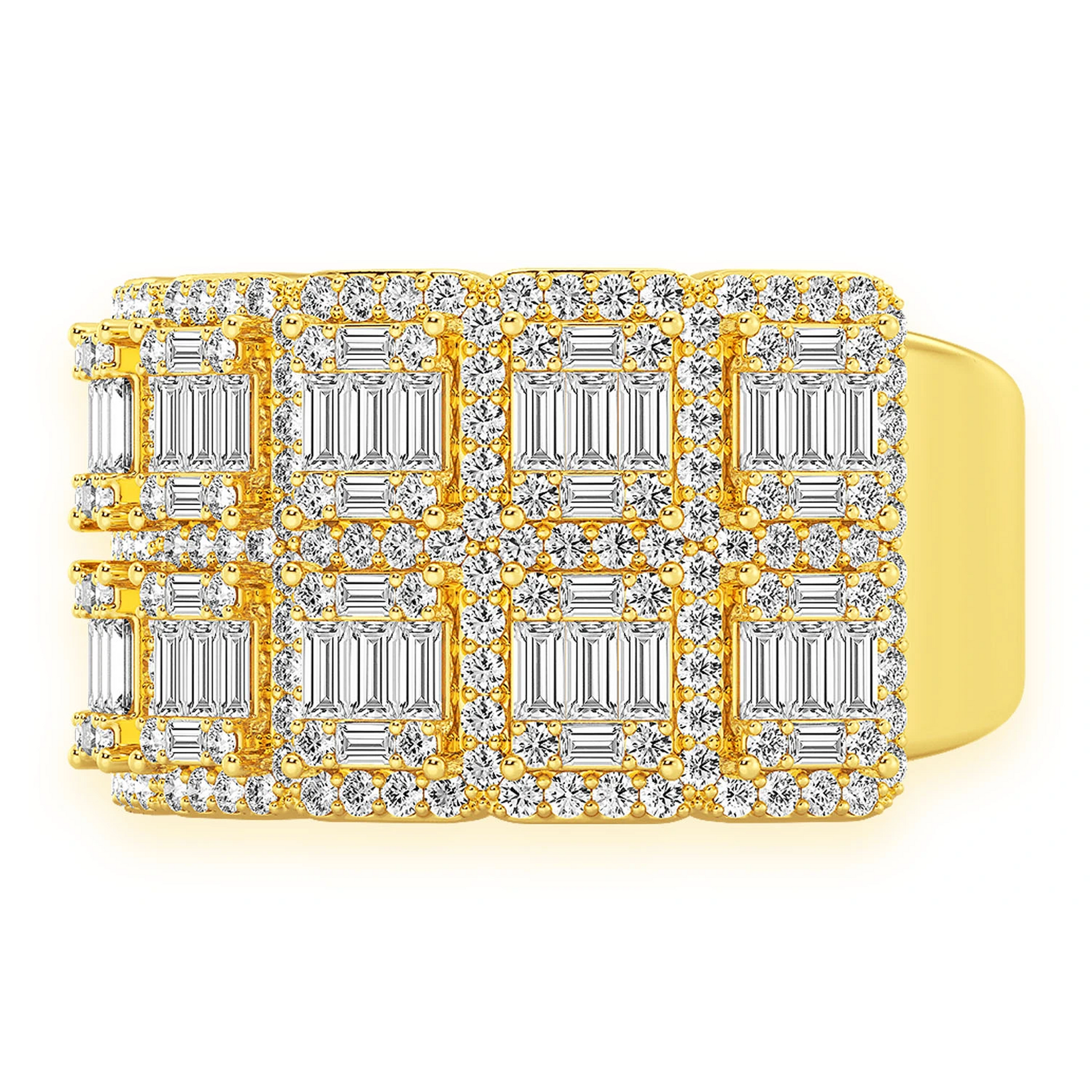 Baguette Border Diamond Ring in 14K yellow gold, side view
