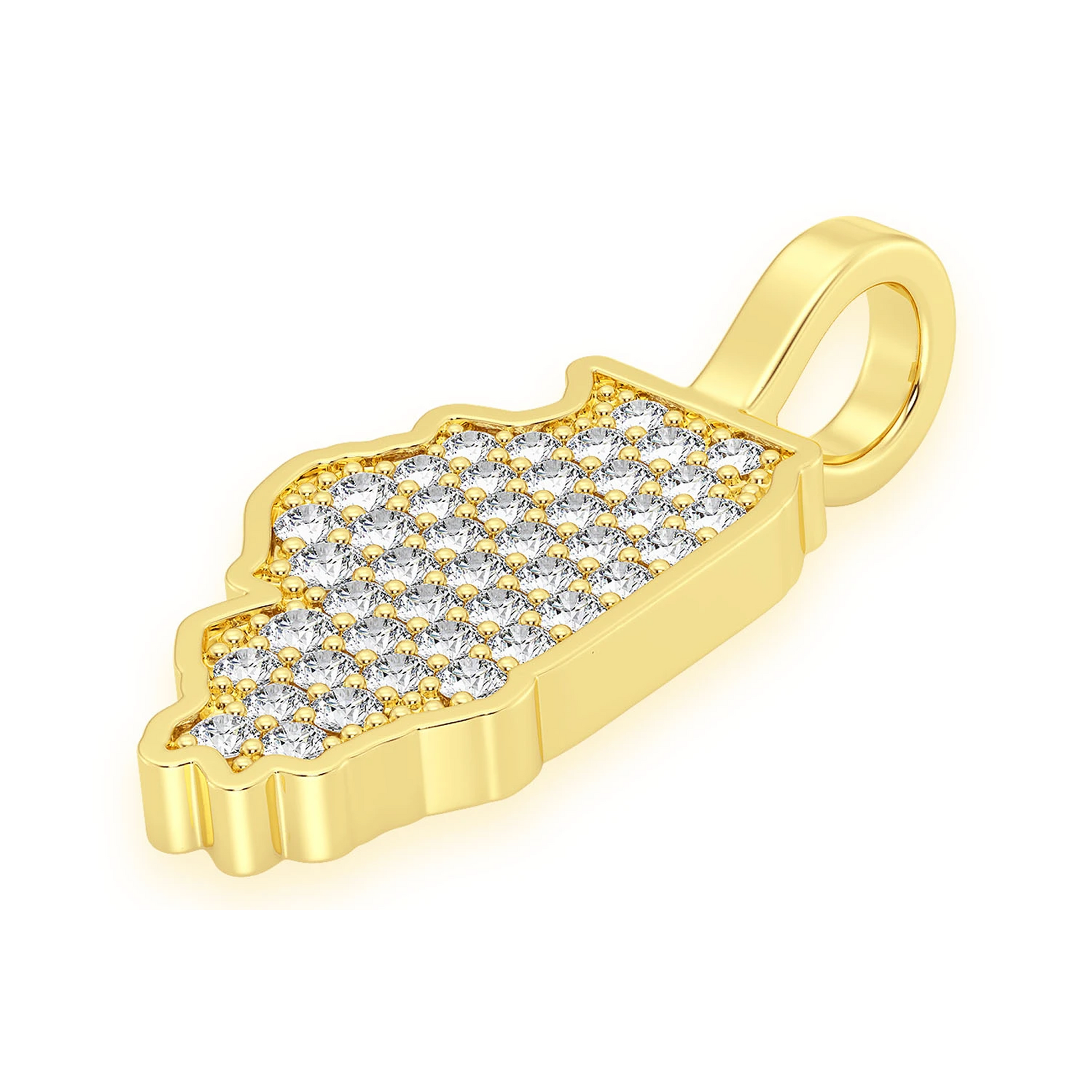 US State Diamond Pendant in 14K yellow gold, Illinois design, side view
