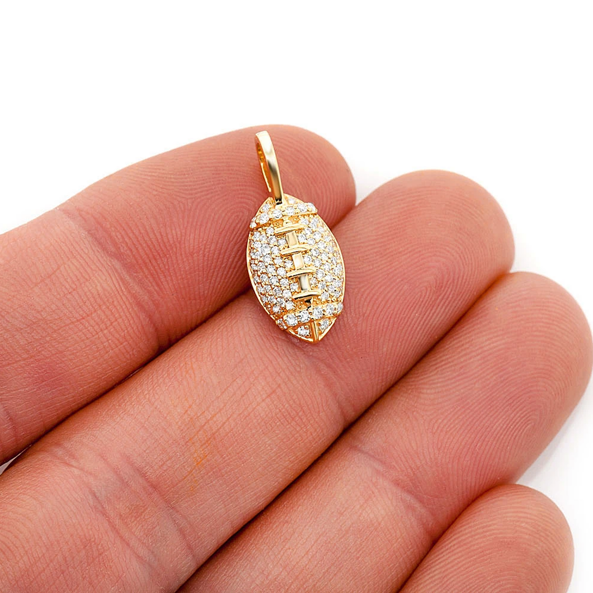 American Football Diamond Pendant in 14K yellow gold, angled view