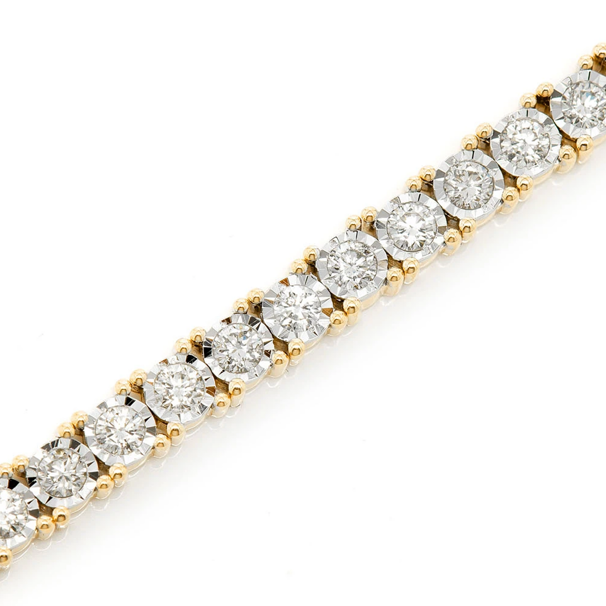 Miracle Diamond Tennis Bracelet in 14K yellow gold, 9pt / 4.50ctw, angled view